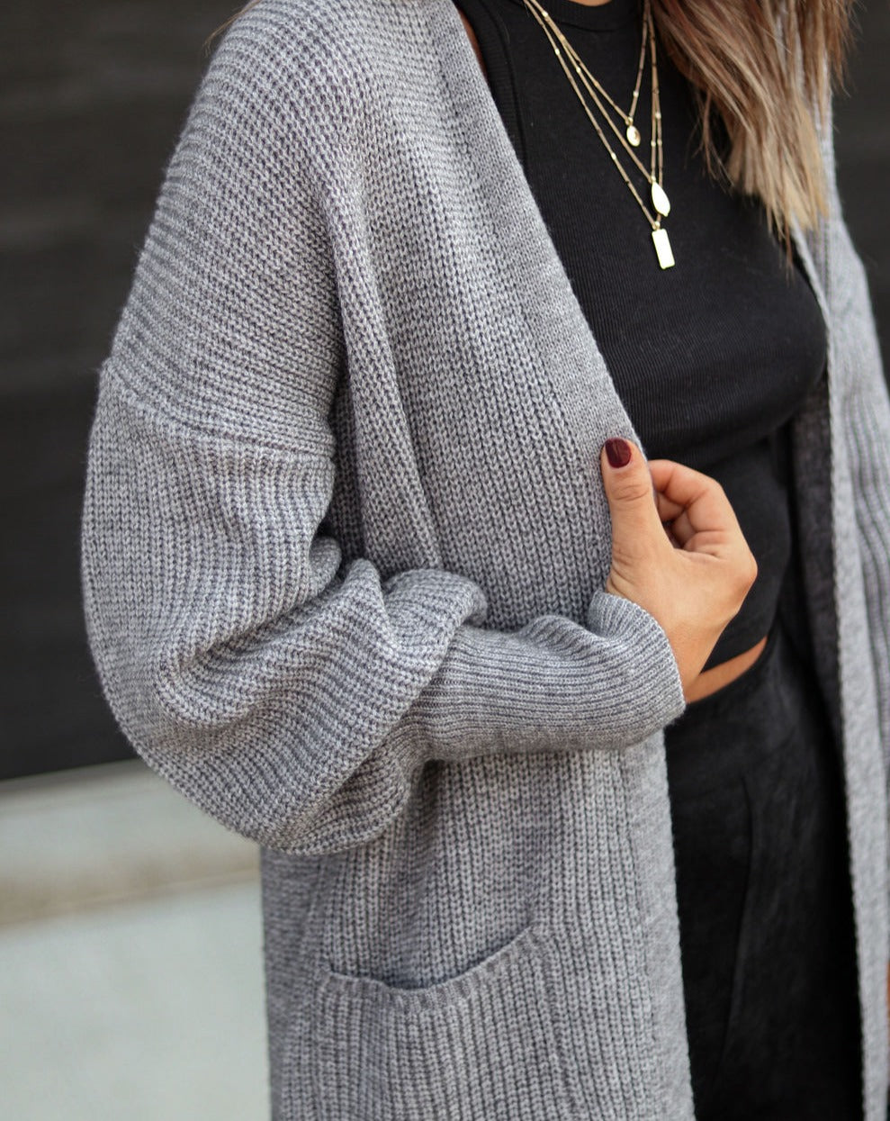 Kingston Pocketed Knit Cardigan - Grey - Se7enfashion