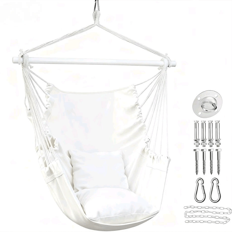 Outdoor Adult Swing Hammock Chair with Rope and Canvas Durable 150kg Capacity Hanging Hammock for Courtyard Use
