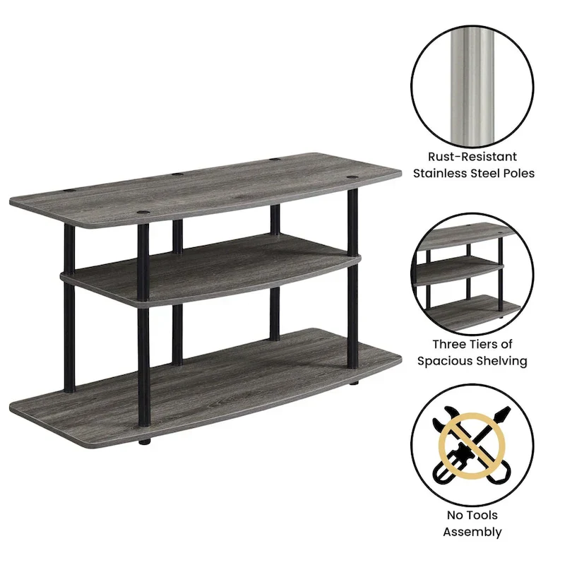 Convenience Concepts Designs2Go Tool-Free 3-Tier Wide TV Stand