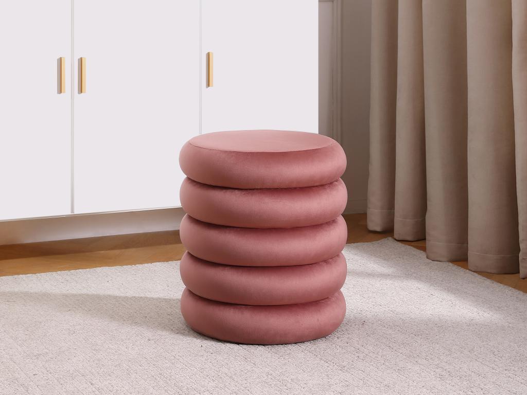 Puf de terciopelo rosa ECAMBI