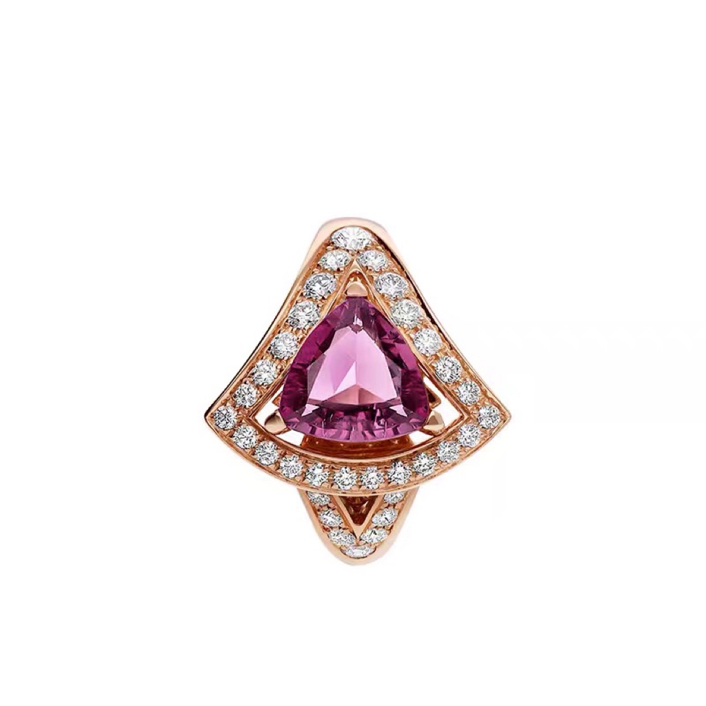 Bvlgari Rose Gold Magenta Teardrop Diamond Ring - Original Replica Club