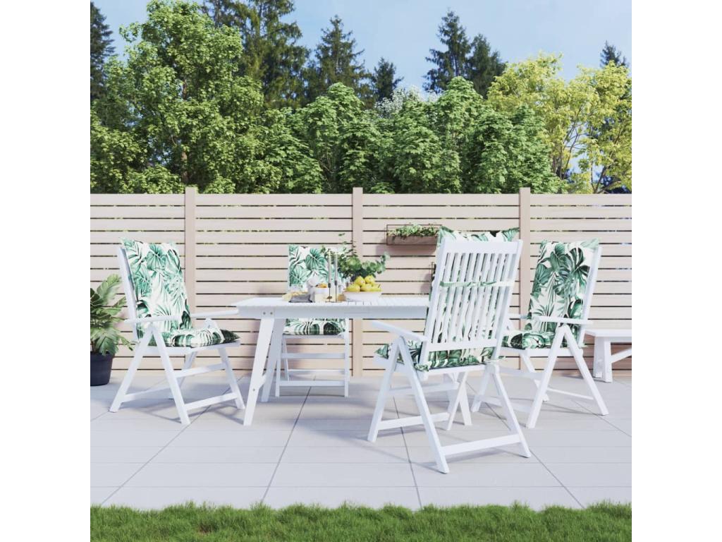 Cojín silla de jardín respaldo alto 4 unidades tela hojas 120x50x7cm