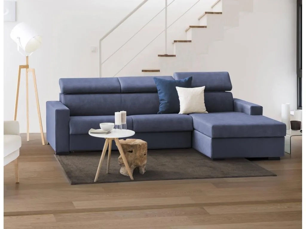 Sofa cama Hogarve Sofá de esquina Made in Italy Sofá con apertura giratoria con Contenedor Izquierdo Península con reposabrazos estándar 31197otdb