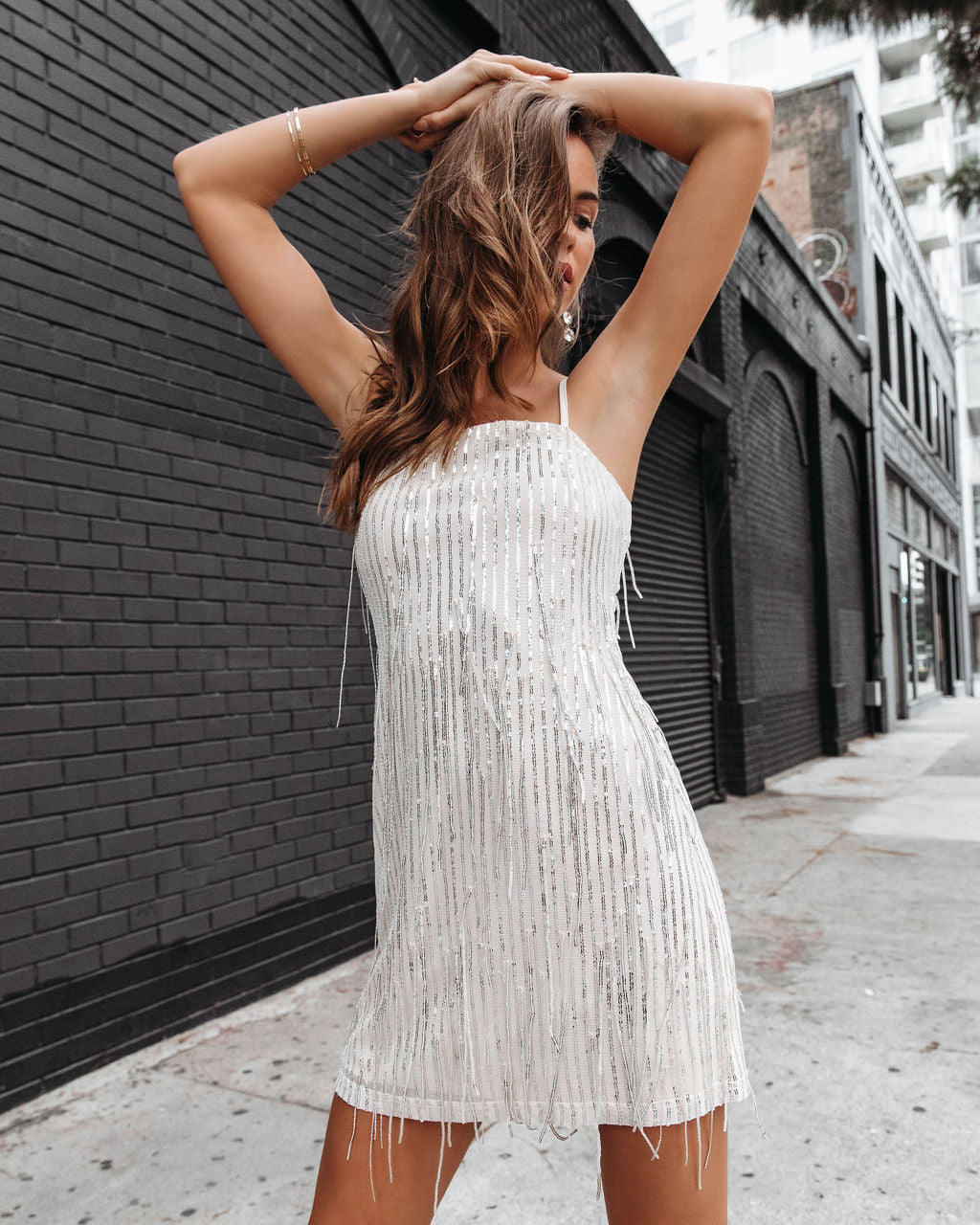 Gatsby Affairs Sequin Fringe Mini Dress - Silver - Se7enfashion