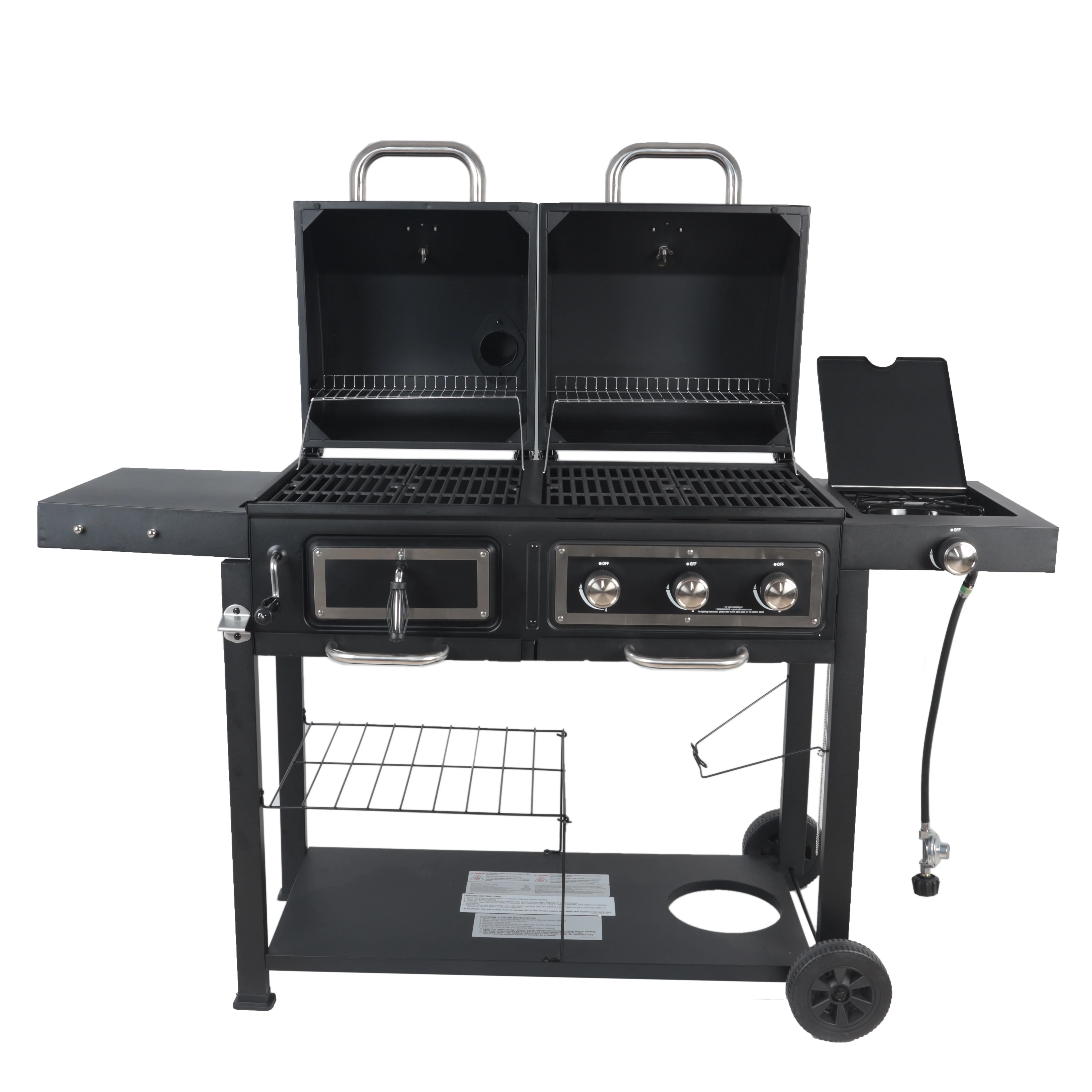 Dual Fuel Gas & Charcoal Combo Grill, Black with Stainless - Image 12