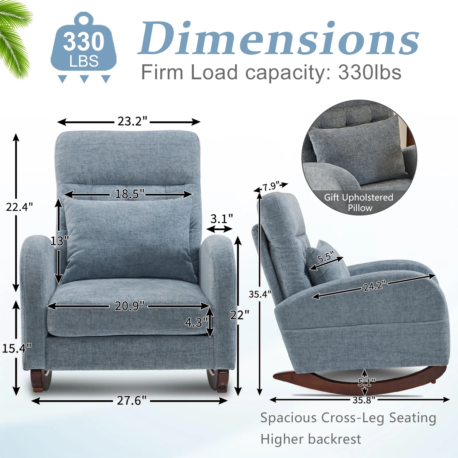 Ktaxon Rocking Accent Chair Glider Reading Chair Comfy Teddy Velvet Upholstered Single Sofa Rocker for Living Room, Nursery, Bedroom Beige - Image 50
