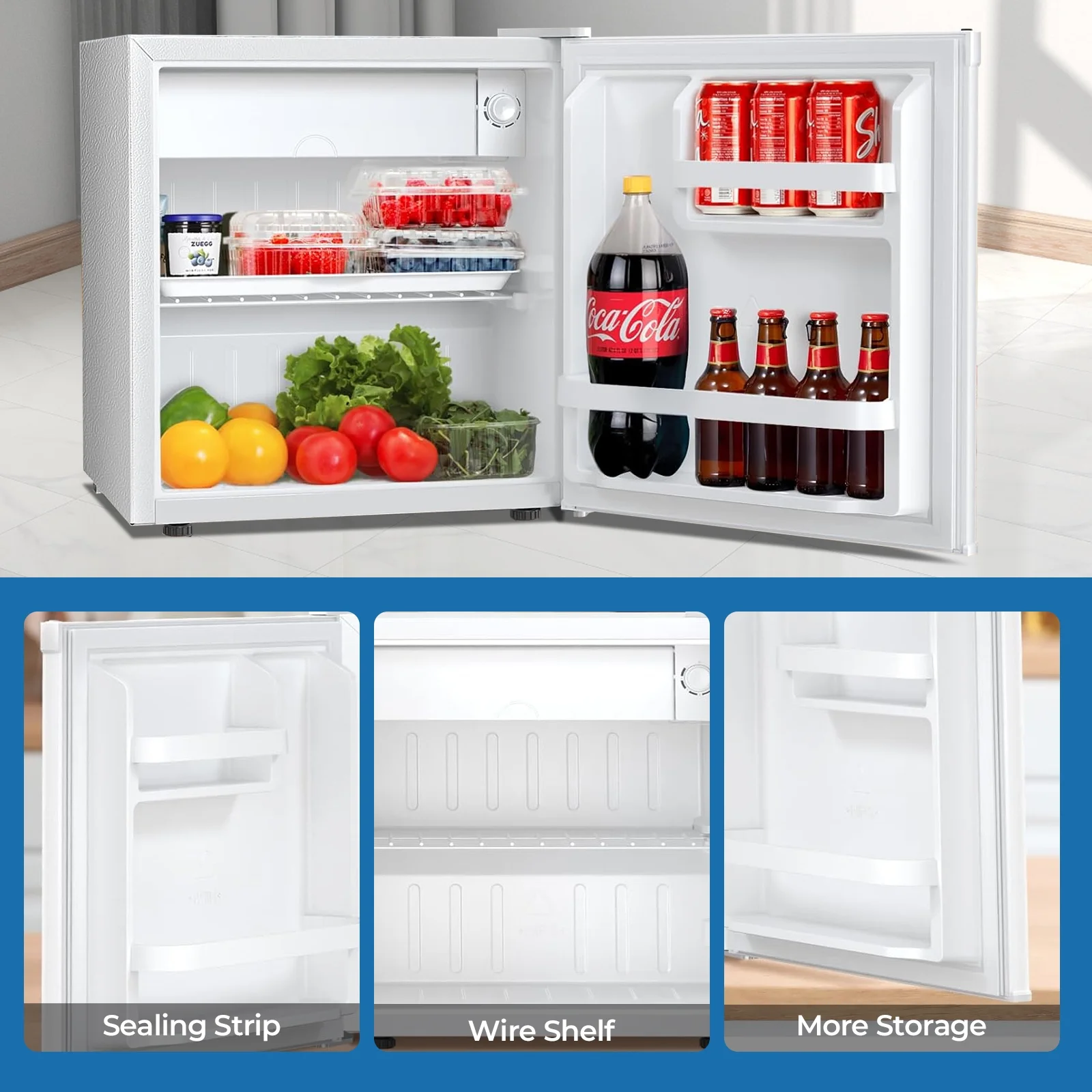 WAA 1.6 Cu.Ft Compact Refrigerator Mini Fridge Glass Door - Image 5