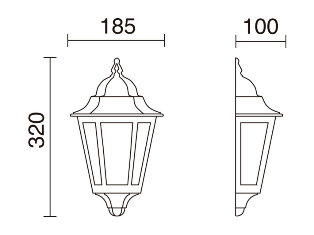 Aplique de pared ELITE 6 estilo clásico - Alt. 32 cm - E14 42W - Cristal mate - IP44 - aluminio y negro