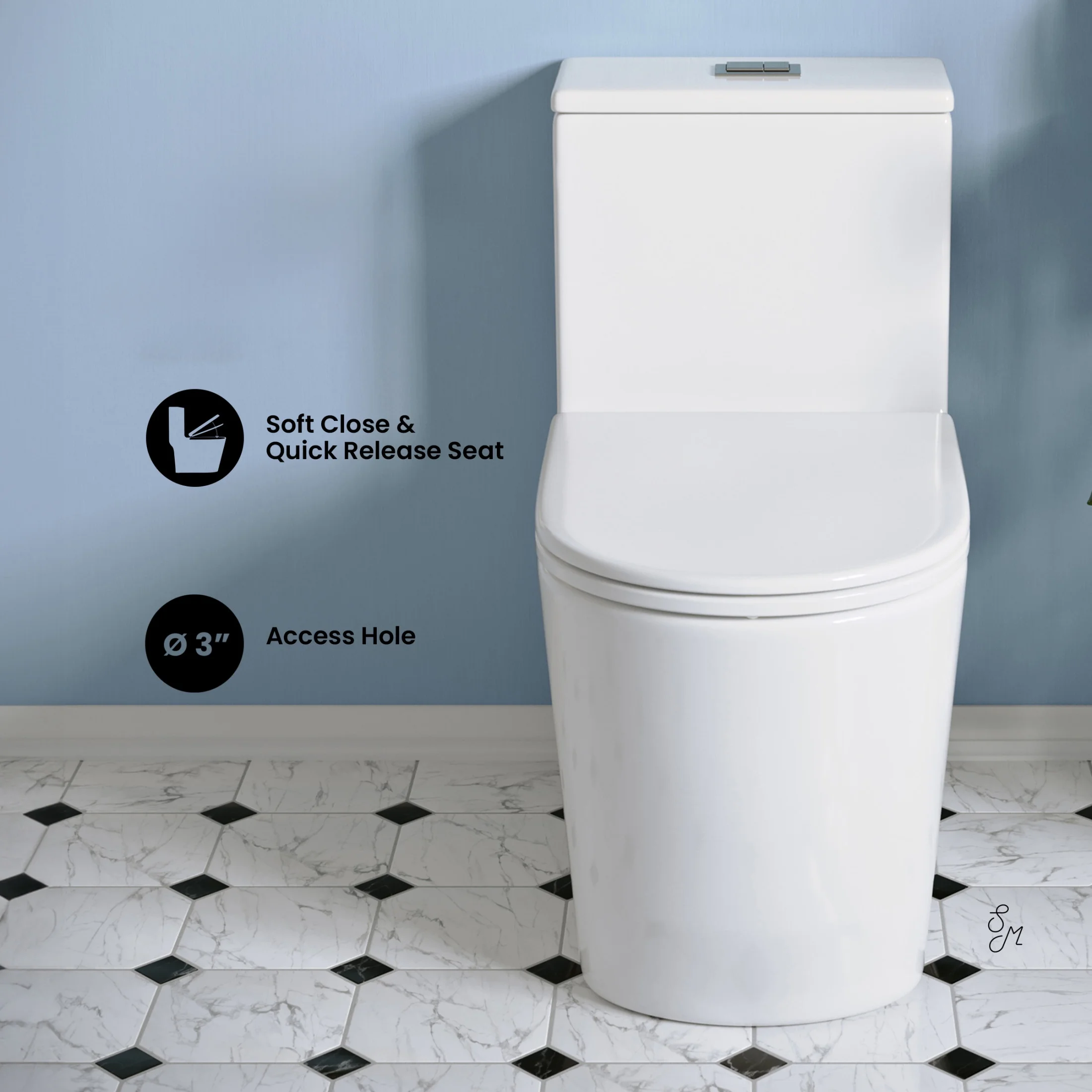 Liberte One-Piece Elongated Toilet Dual-Flush 1.1/1.6 gpf - Image 3