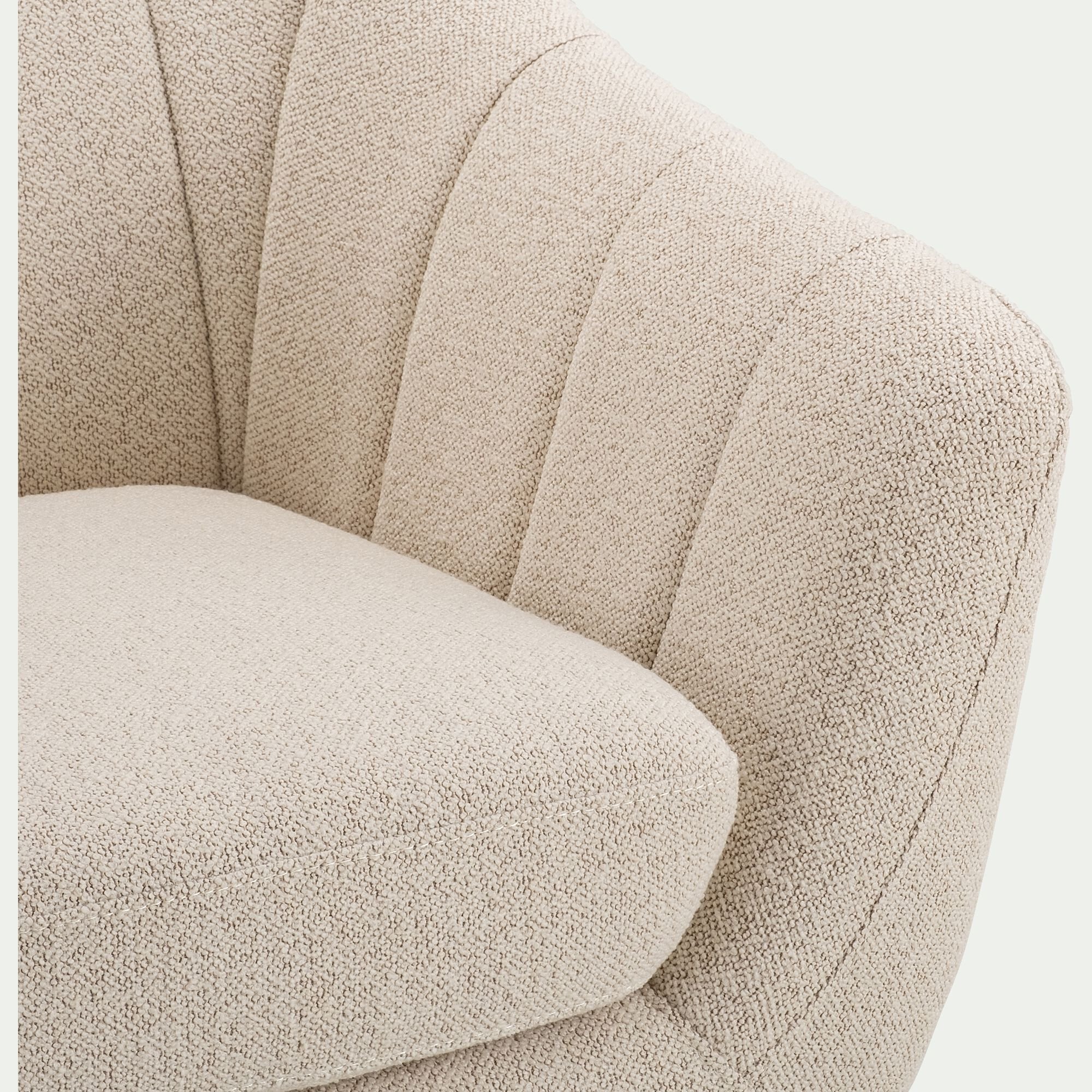SHELL - Canapé 3 places fixe en tissu bouclette monza - beige