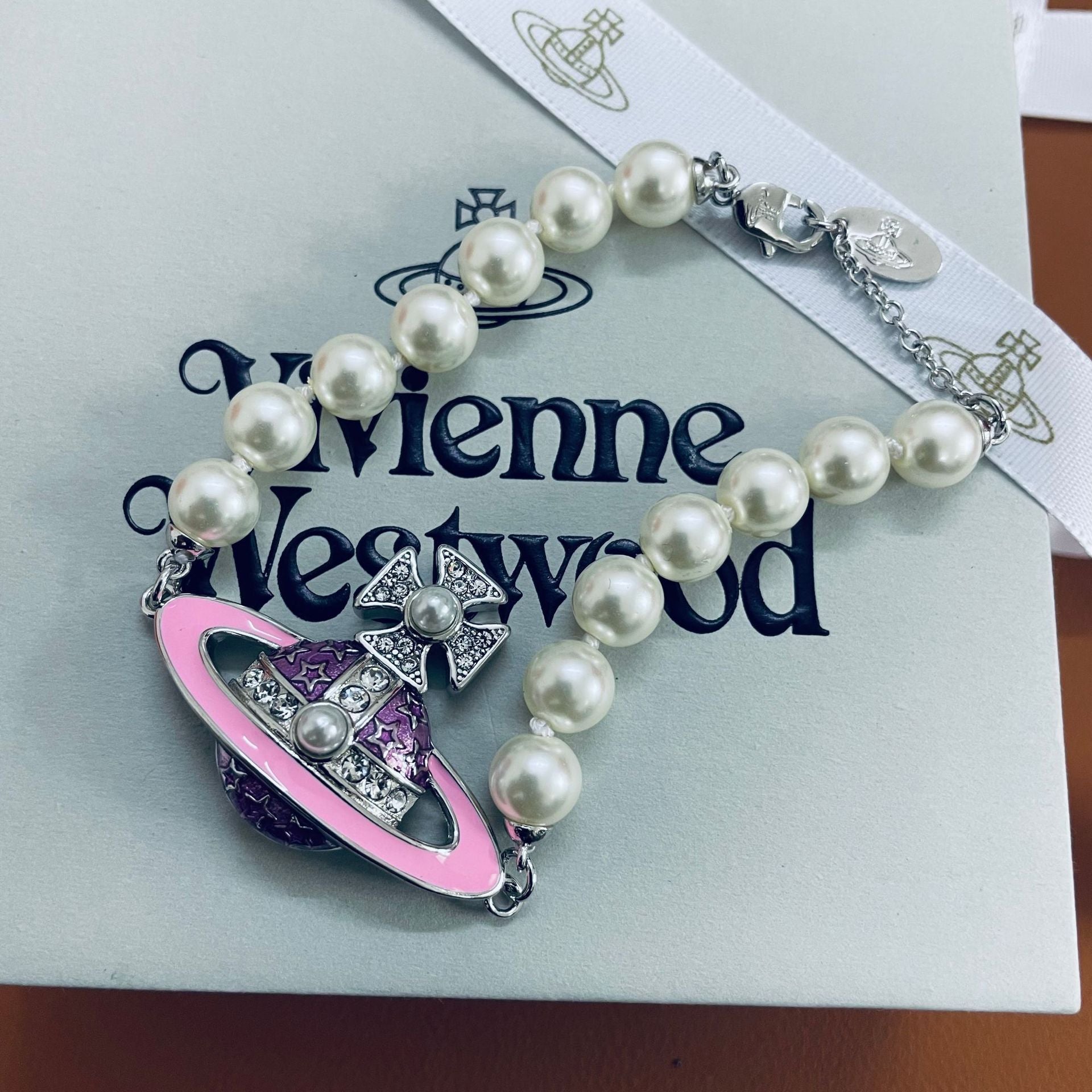 Vivienne Westwood Enamel Diamond Saturn Bracelet - Original Replica Club