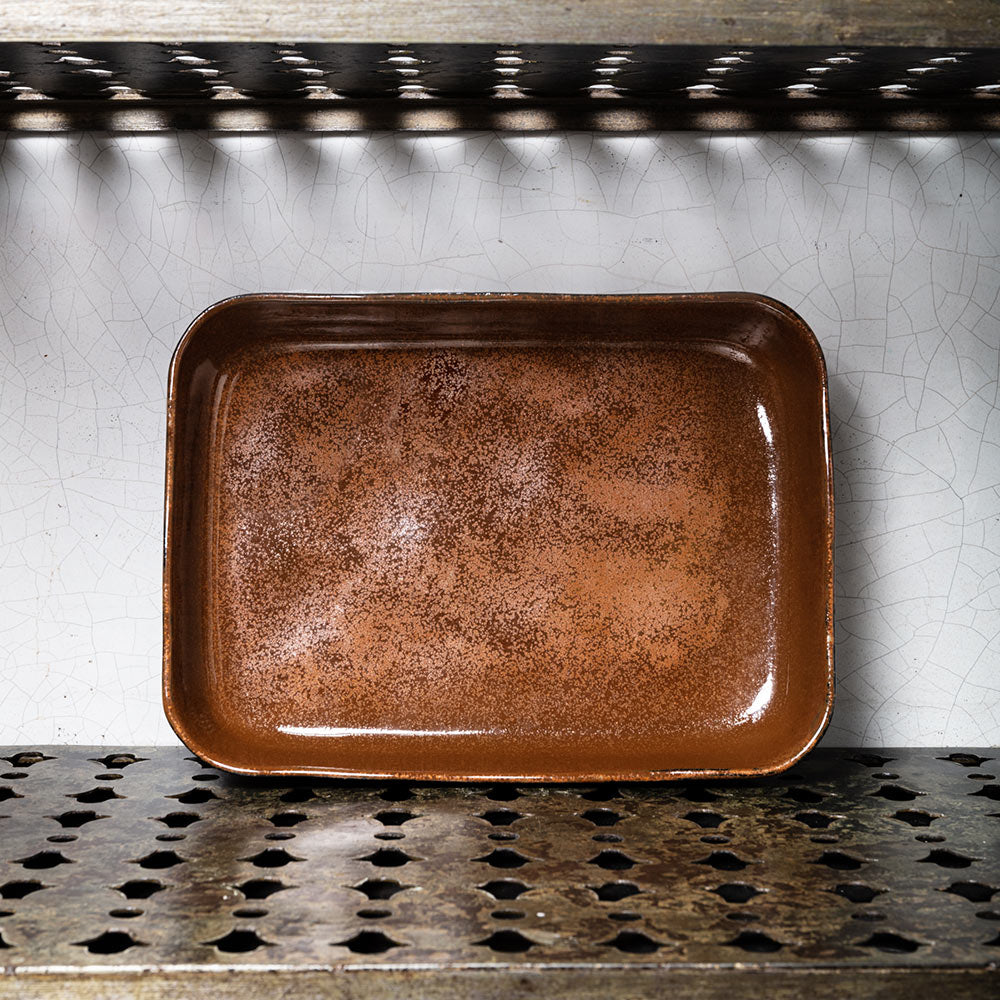 Plat en grès n°10 - Ocre