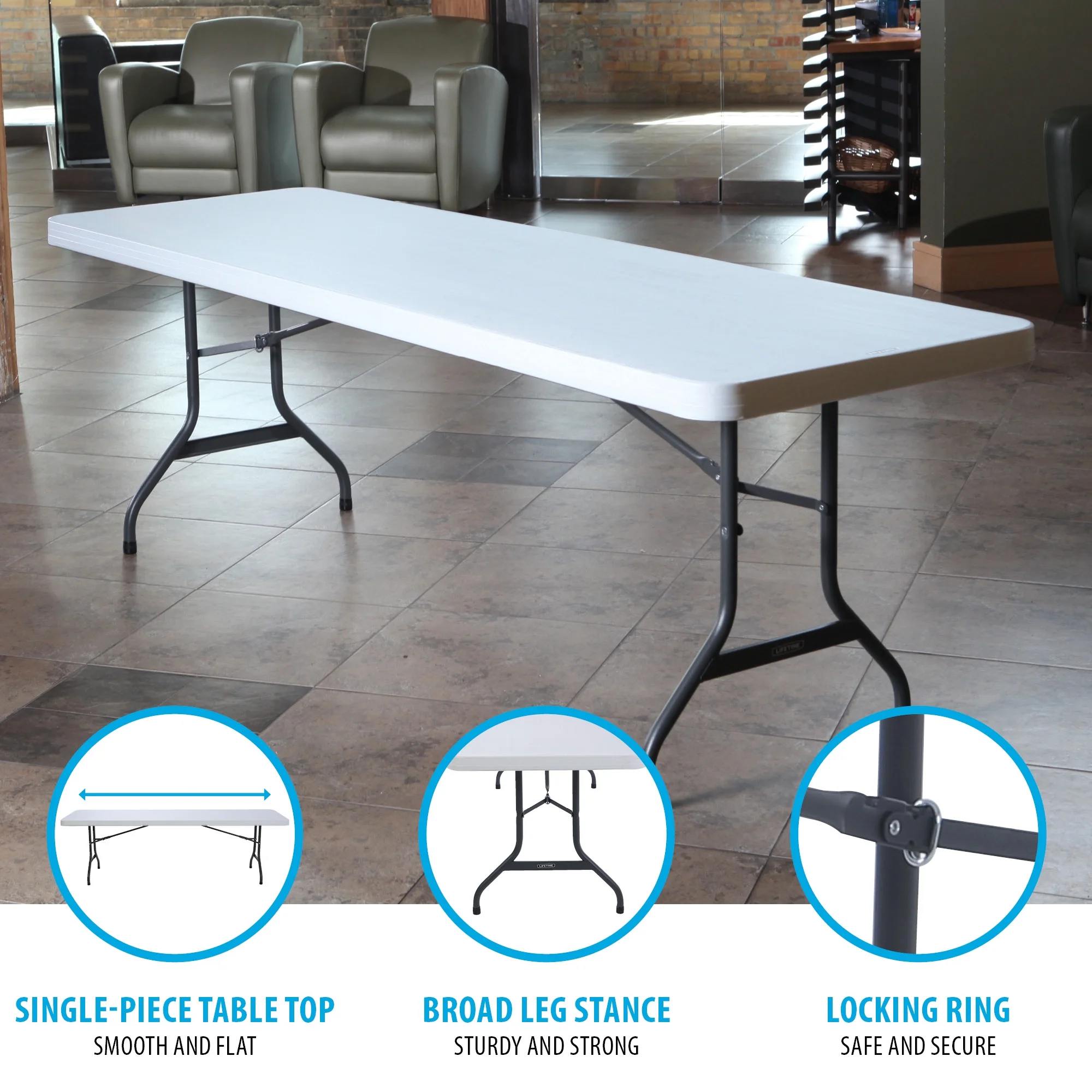 Lifetime Combo Set of (4) 8-Foot Rectangle Folding Tables & (32) Chairs, Indoor/Outdoor Use, White (80147) - Image 10