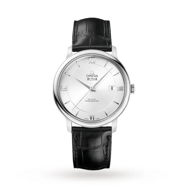 Omega De Ville Men Automatic Silver Leather Watch O42413402002001
