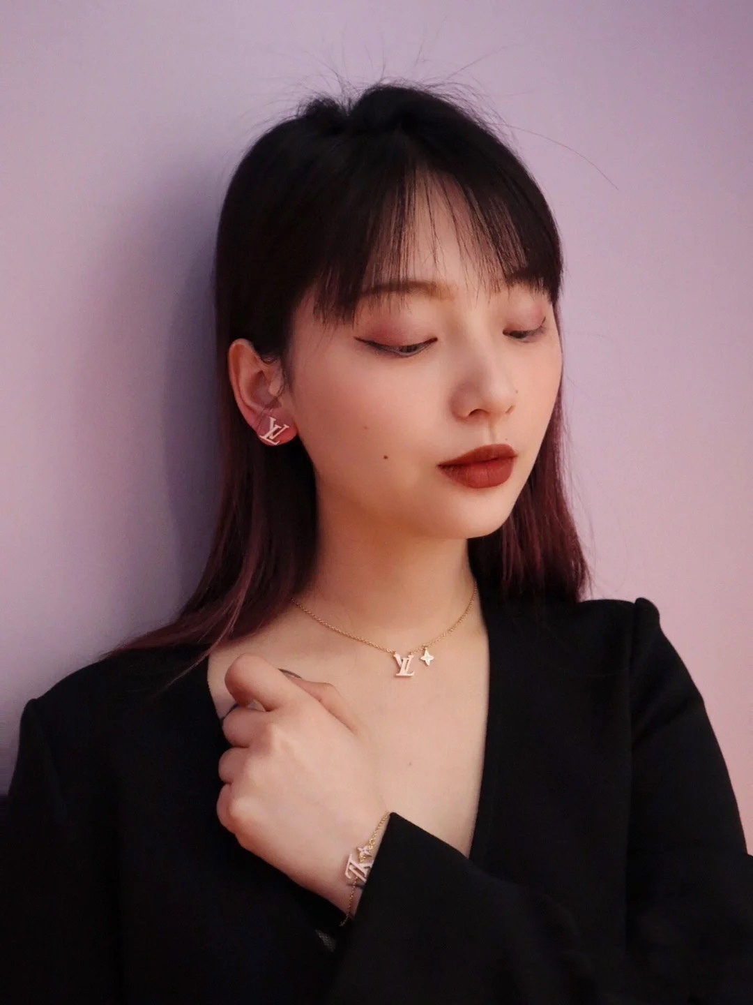 Louis Vuitton Pink LV Letters Earrings Bracelet Necklace - Original Replica Club