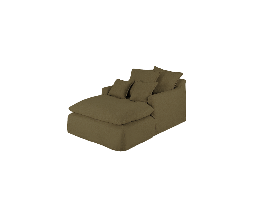 Sillón de algodón y lino color verde 115x170cm