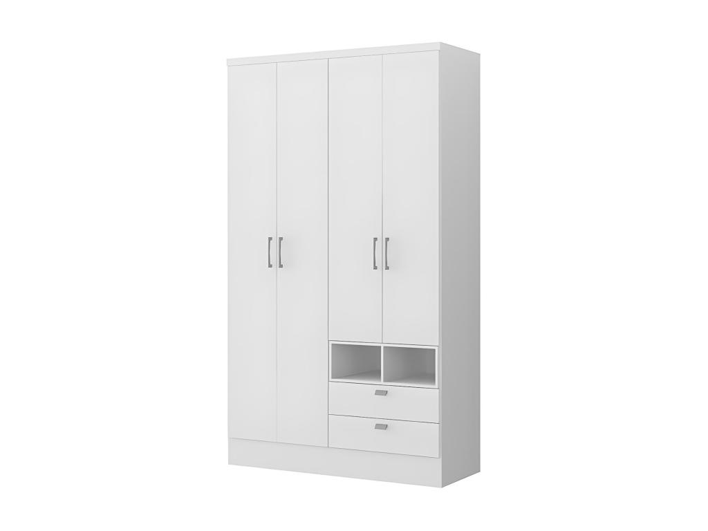 Armario - 4 puertas, 2 cajones - ancho 120 cm - blanco lacado