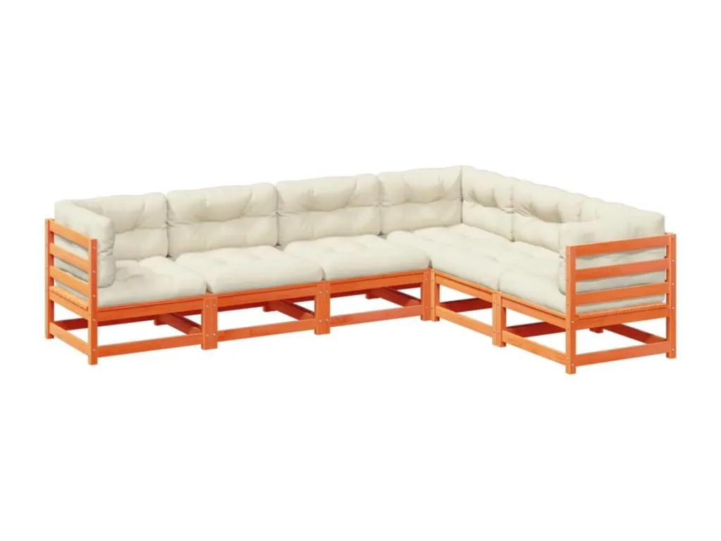 Francomuebleses Set de sofás jardín 6 pzas con cojines Francomuebleses marrón cera