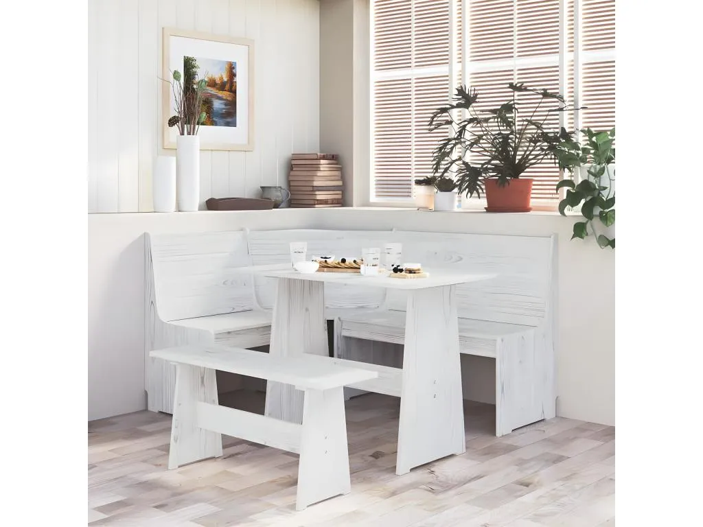 Banco de esquina madera maciza pino blanco Nidovia 151 cm lag1736541