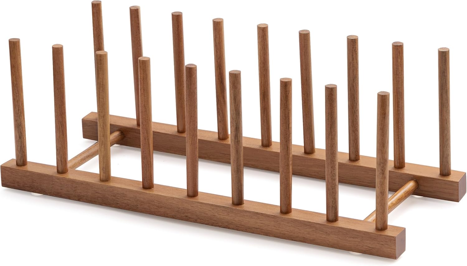 HBlife 2pcs Bamboo Dish Plate Bowl Cup Book Pot Lid Cutting Board Drying Rack Stand Drainer Storage Holder Organizer Kitchen Cabinet（Keep Dry）