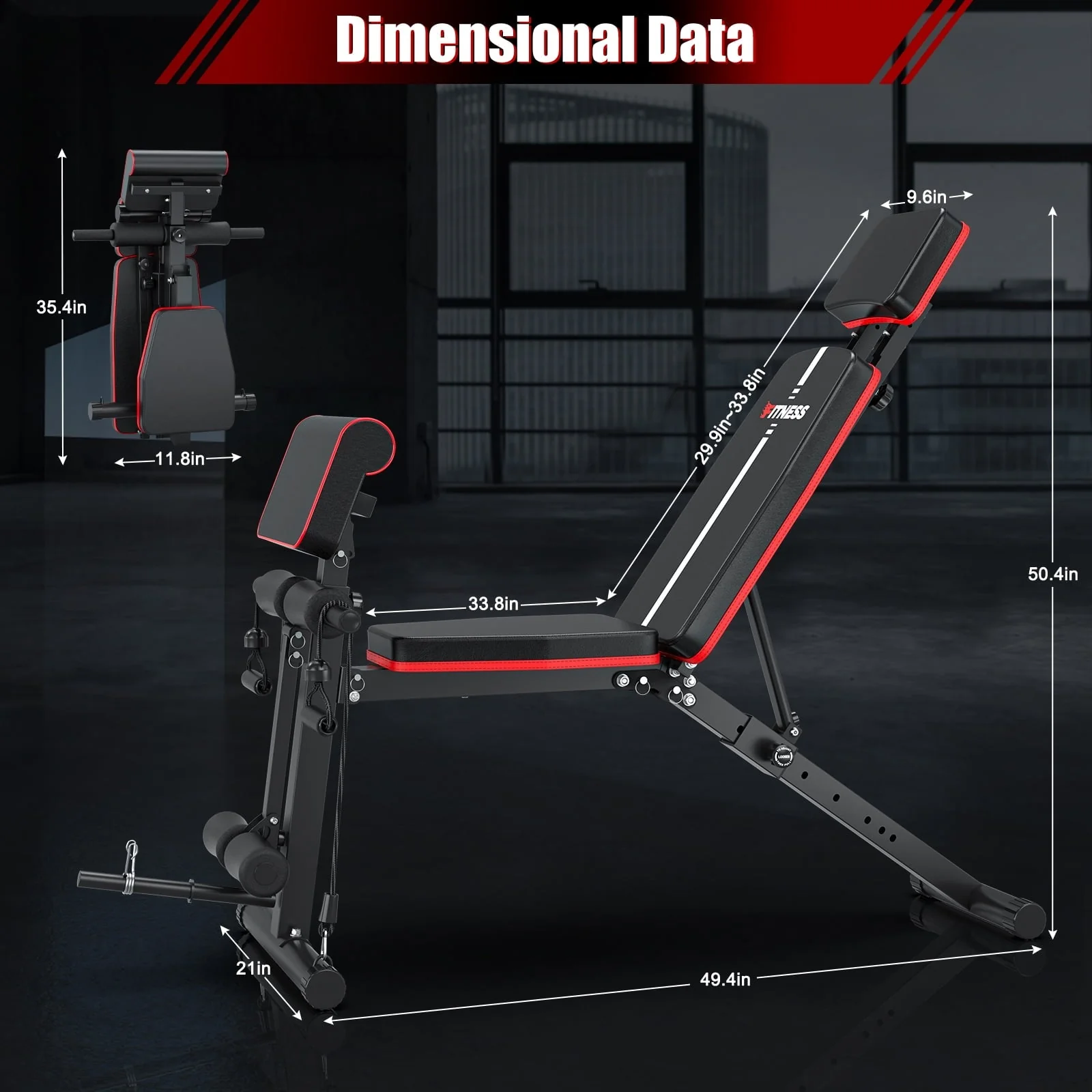 GIKPAL 7 Positions Adjustable Weight Bench,With Extended Headrest and Leg Extension,Foldable Workout Olympic Weight Bench Press for Full Body Strength Training,Maximum Weight 770 Lbs. - Image 6