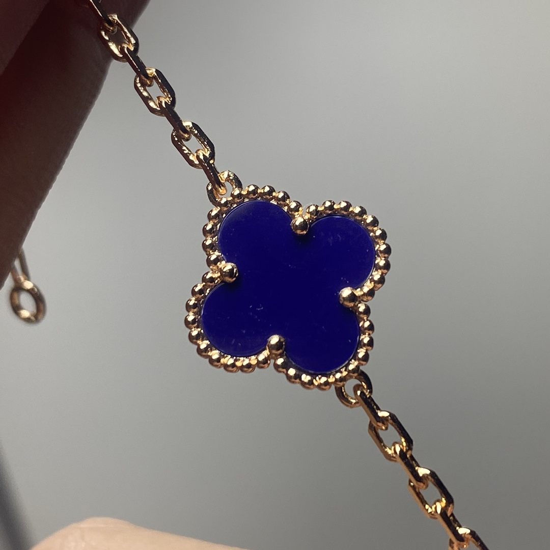 VCA Lapis Lazuli Vintage Alhambra Bracelet, 5 Motifs - Original Replica Club