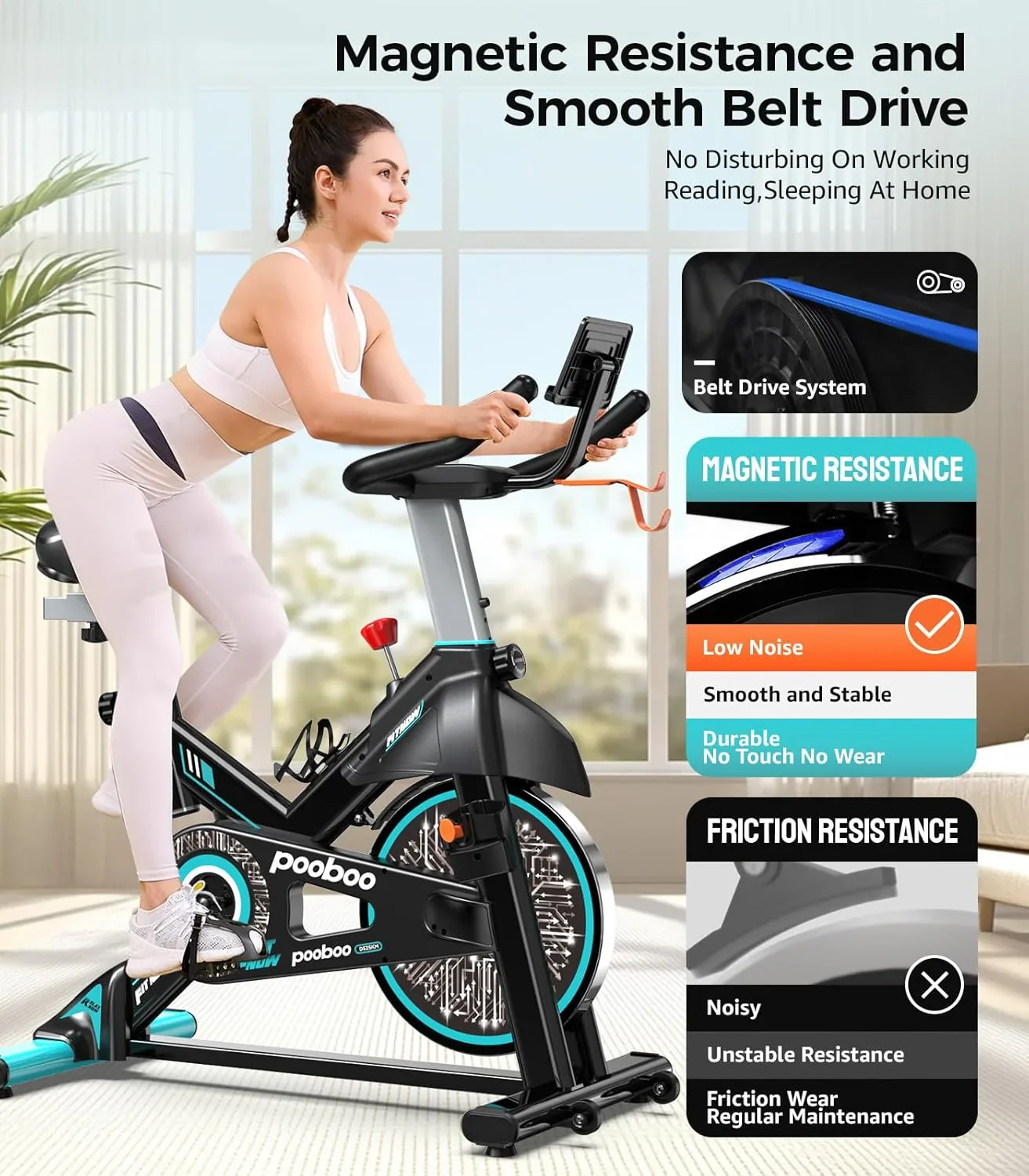 pooboo Indoor Exercise Bike With Adjustable Resistance And Belt Drive - Image 18 pooboo Indoor Exercise Bike With Adjustable Resistance And Belt Drive - Image 18