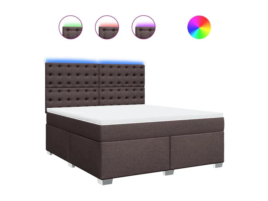 Cama box spring con colchón tela marrón oscuro 180x200 cm gzd3521592