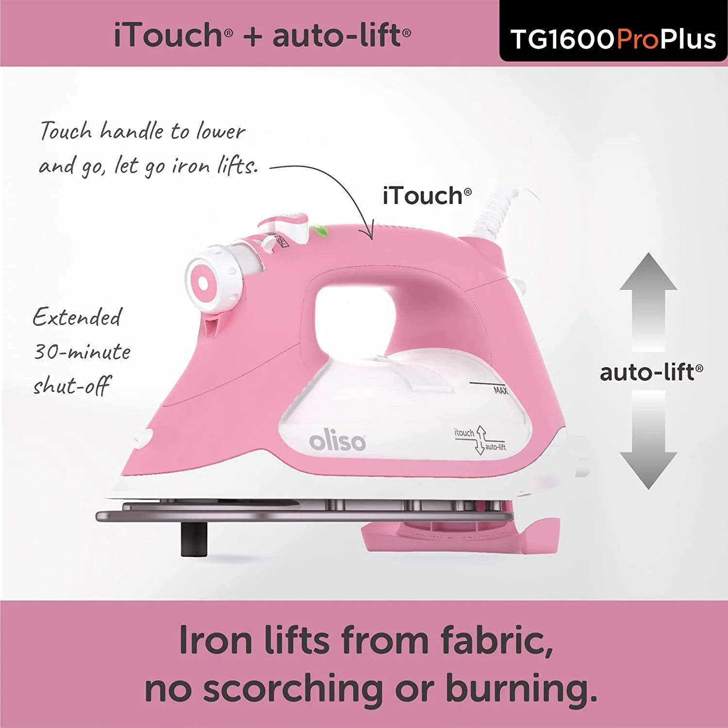 Oliso Pro Plus Ceramic-Coated Steam Iron, Blue - Image 9