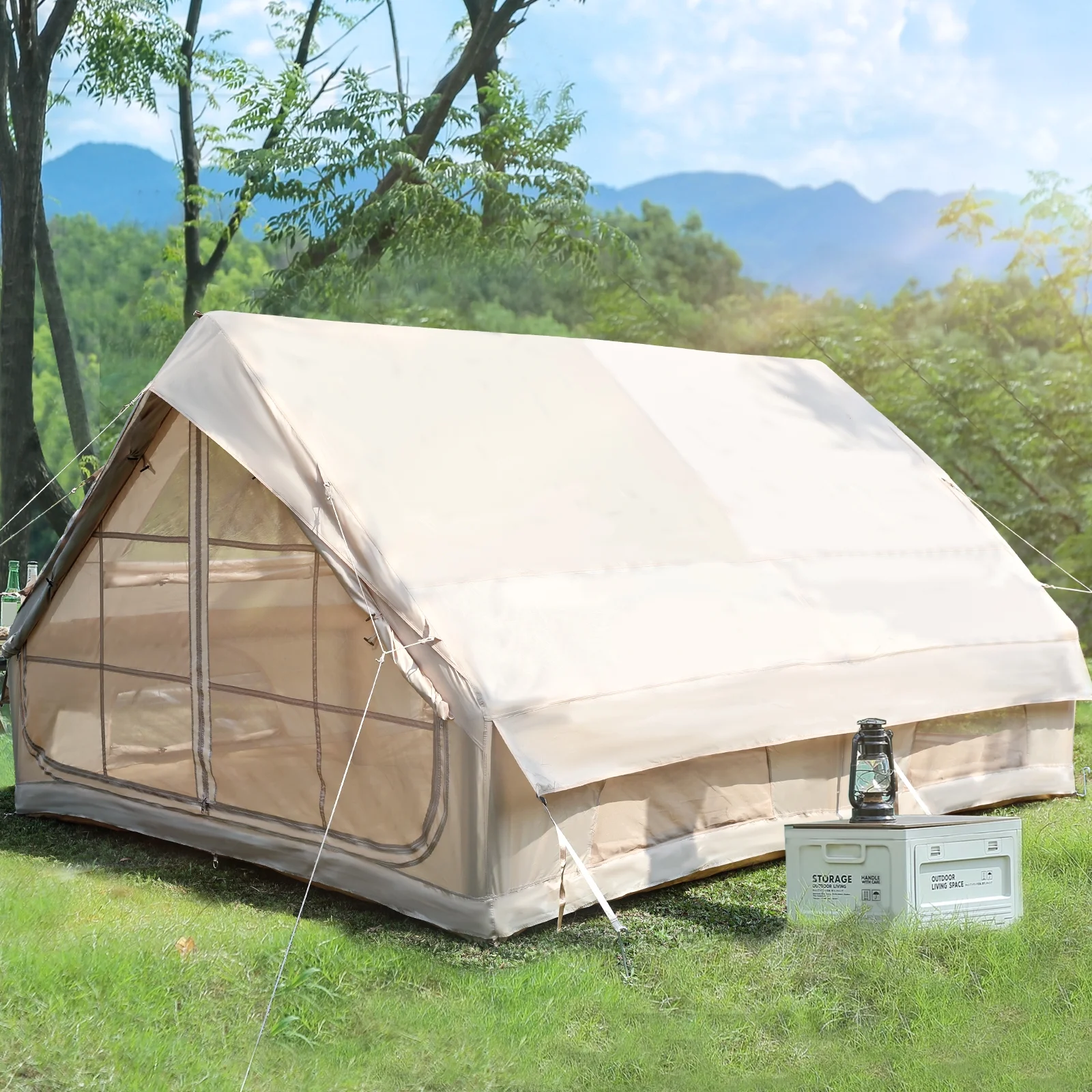 Gaonala 4-6 Person Inflatable Camping Tent with Pump Quick Setup 4-Season Family Tent Waterproof Windproof 420D Oxford Fabric - Image 22