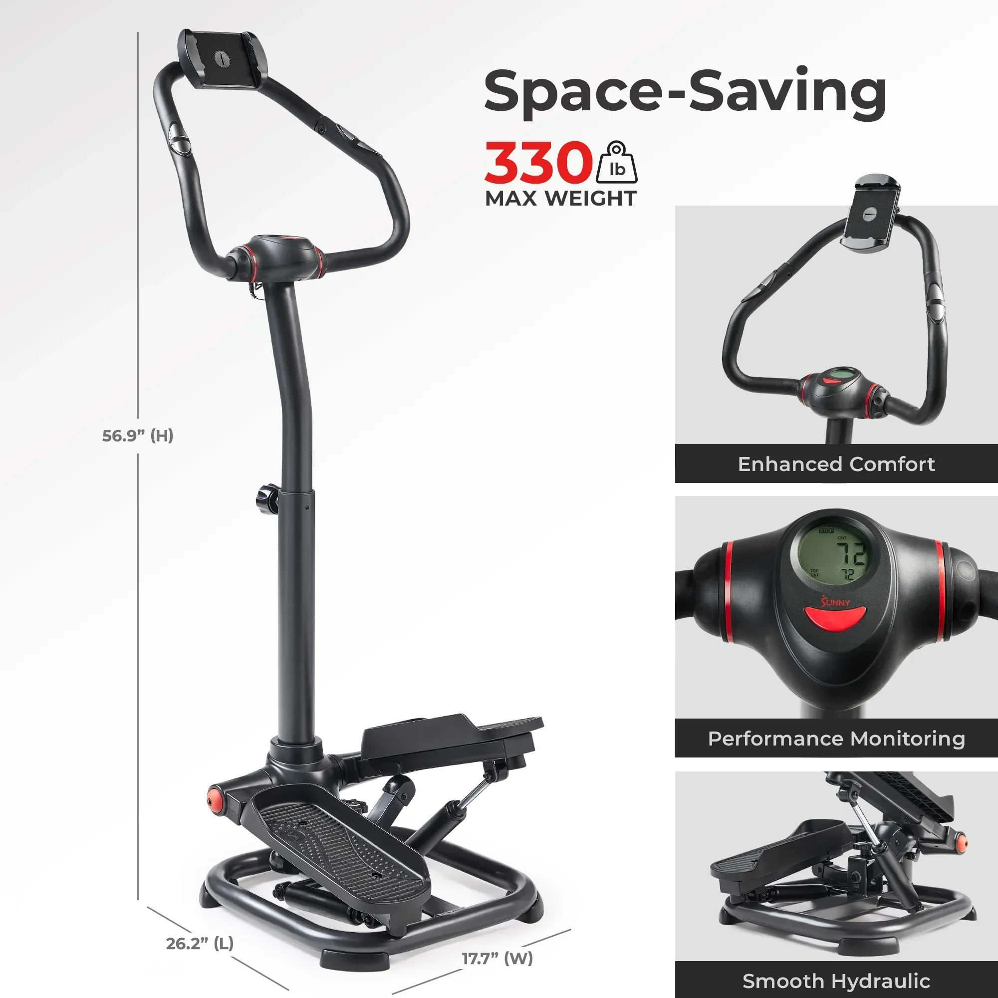 Sunny Health & Fitness Power Stepper With Resistance Bands, 330 LB Capacity - SF-S021055 - Image 6 Sunny Health & Fitness Power Stepper With Resistance Bands, 330 LB Capacity - SF-S021055 - Image 6