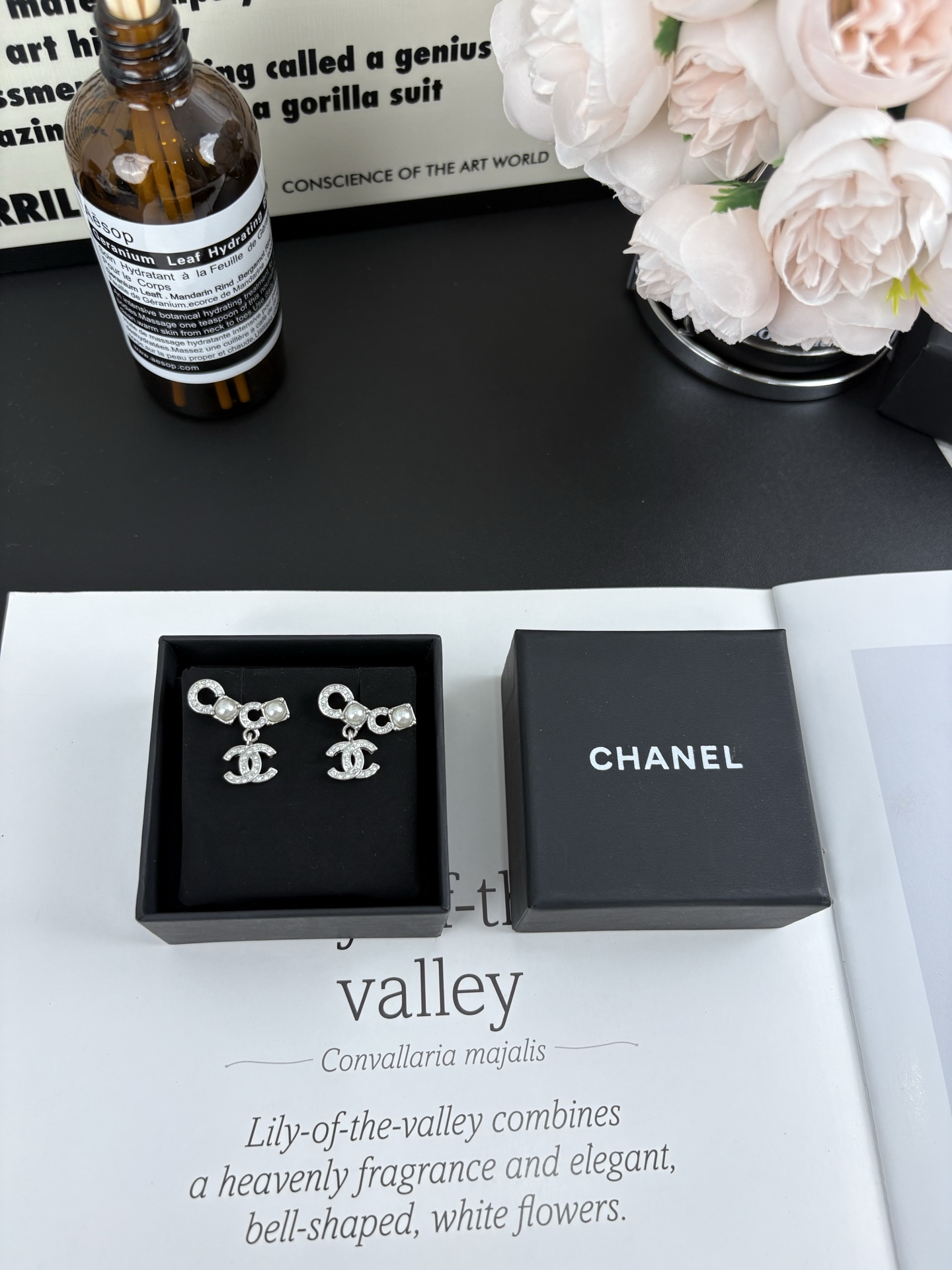 Chanel Full Diamond and Pearl Paved Coco Earrings - Original Replica Club
