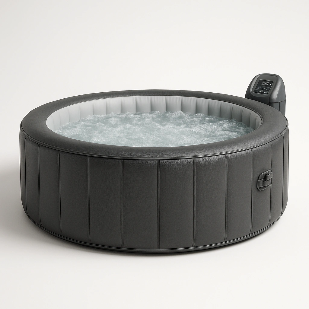 Spa hinchable redondo + jacuzzi inflable + negro + PVC reforzado + interior/exterior + 180x180x70 cm