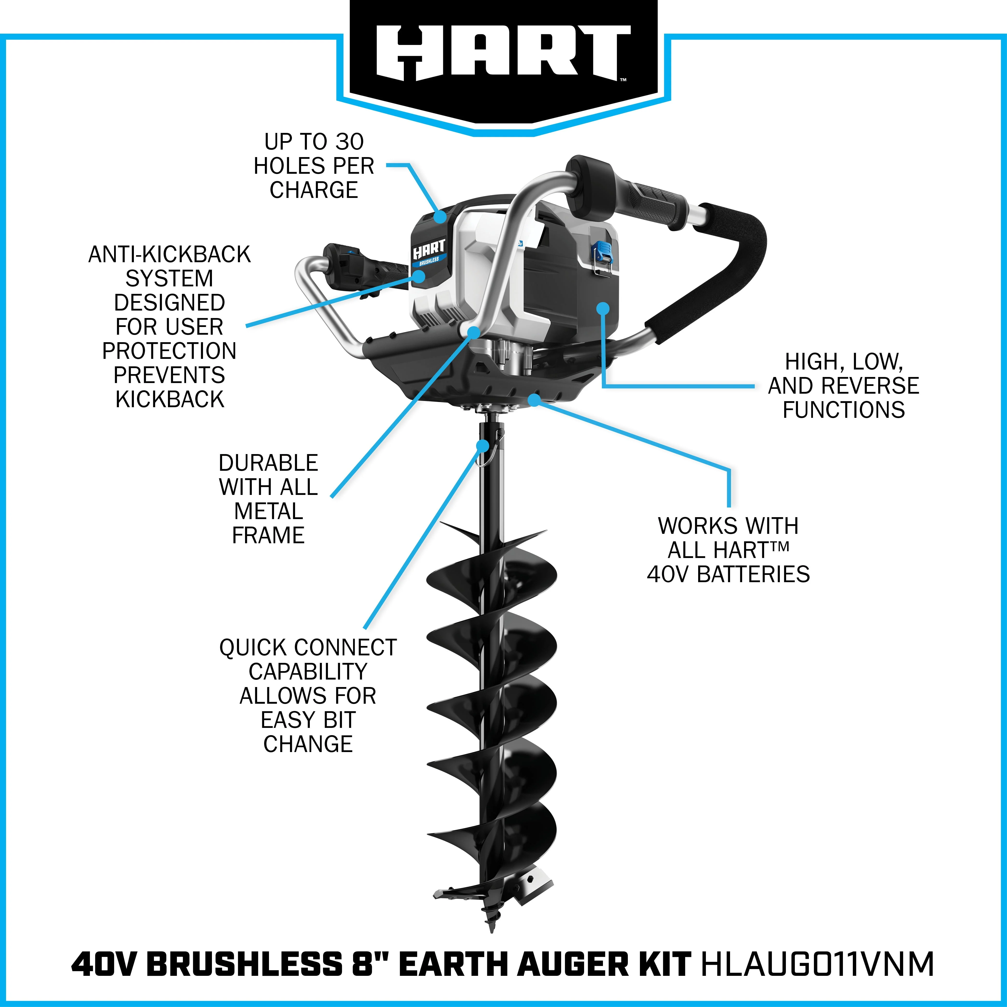 HART 40-Volt Brushless Auger (1) 4.0 Ah Lithium-Ion Battery - Image 2