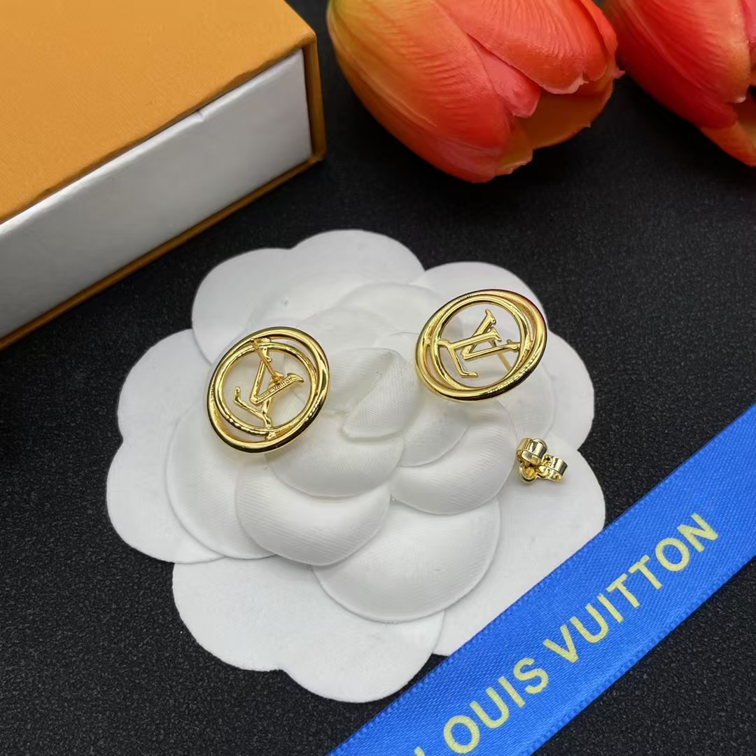 Louis Vuitton Hollow LV Letter Round Earrings - Original Replica Club