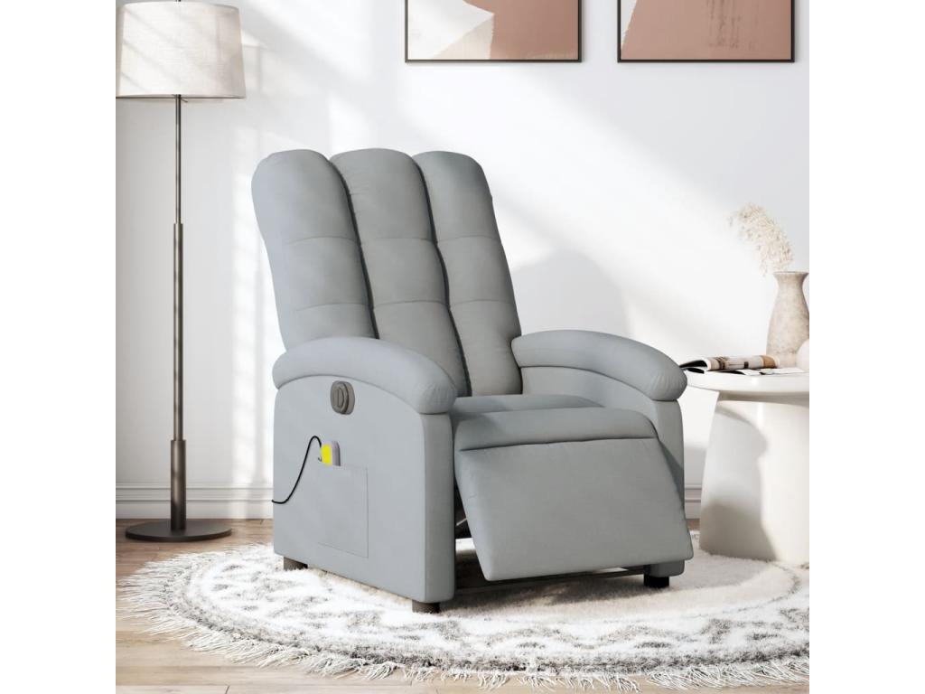 Sillón reclinable de masaje eléctrico tela gris claro