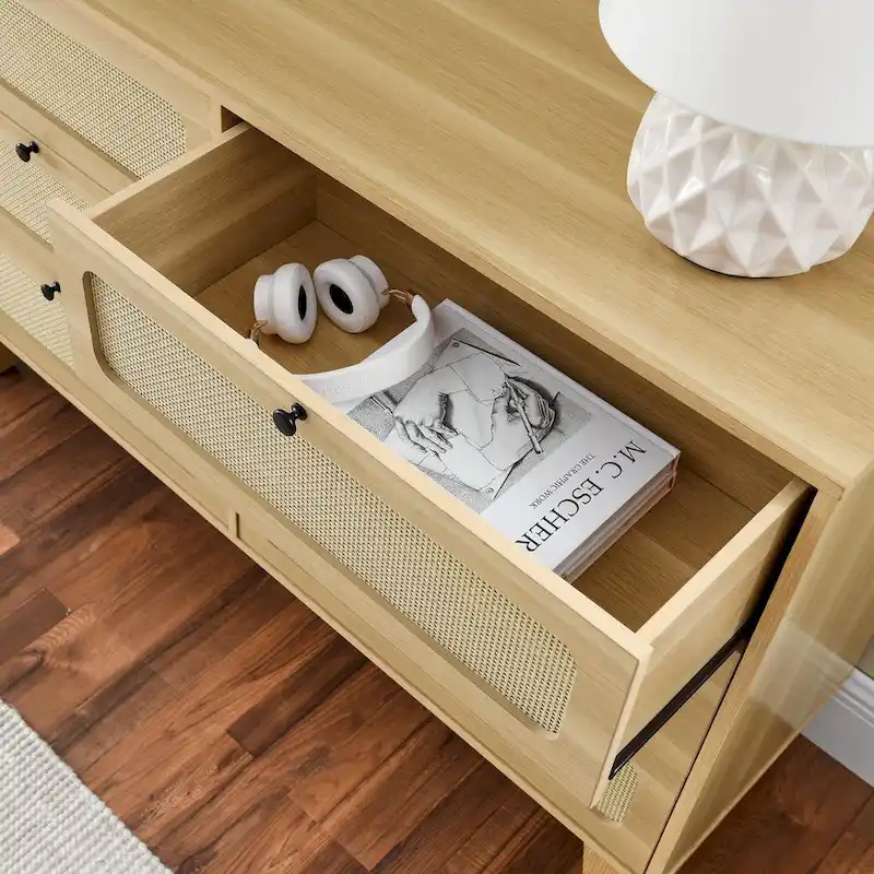 Vintage Wooden Six-Drawer Dresser - Ideal for Bedroom, TV Cabinet, or Living Room Storage