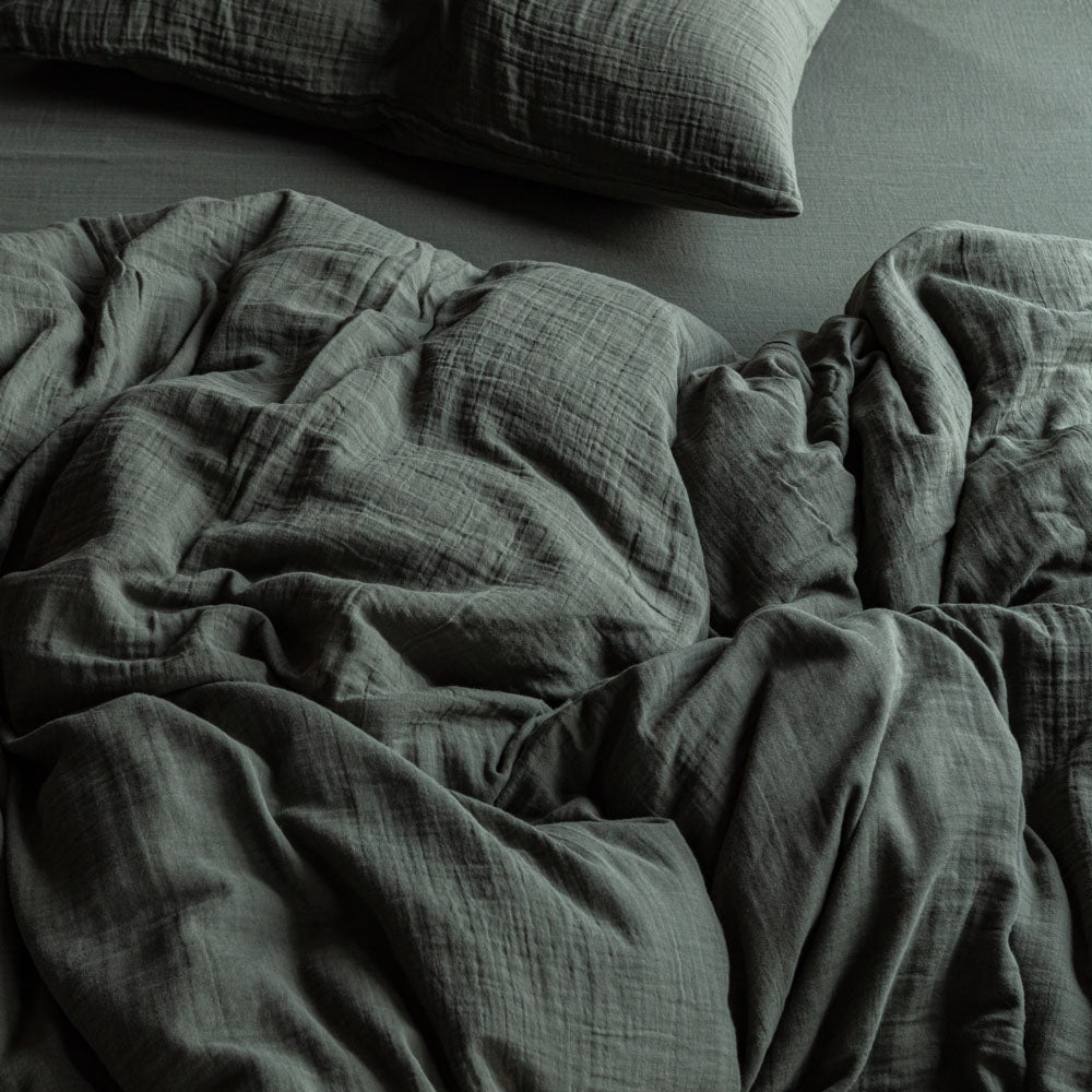 Housse de couette en gaze de coton - Vert Luxembourg