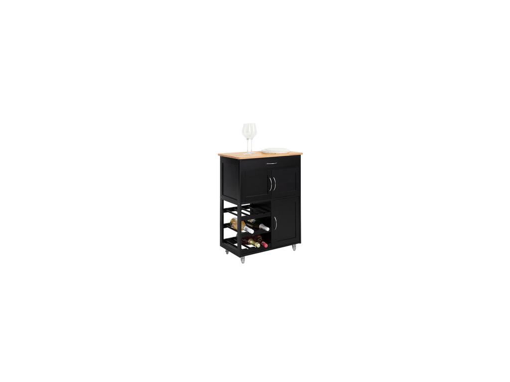Carrito de Cocina Carrito de Servir con 3 Puertas y 1 cajón L67cmxH87cmxD38cm Negro FKW45-SCH Hogarmagic  ES