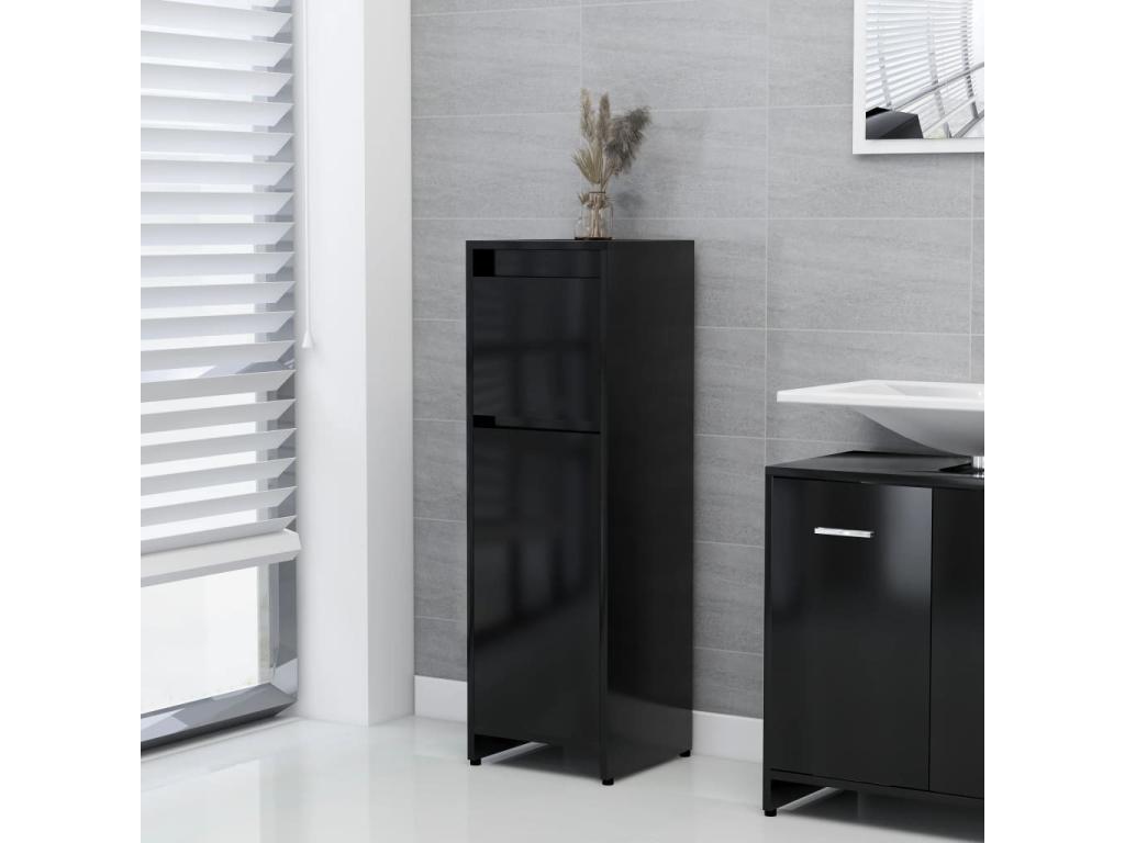 Armario de baño madera contrachapada negro 30x30x95 cm