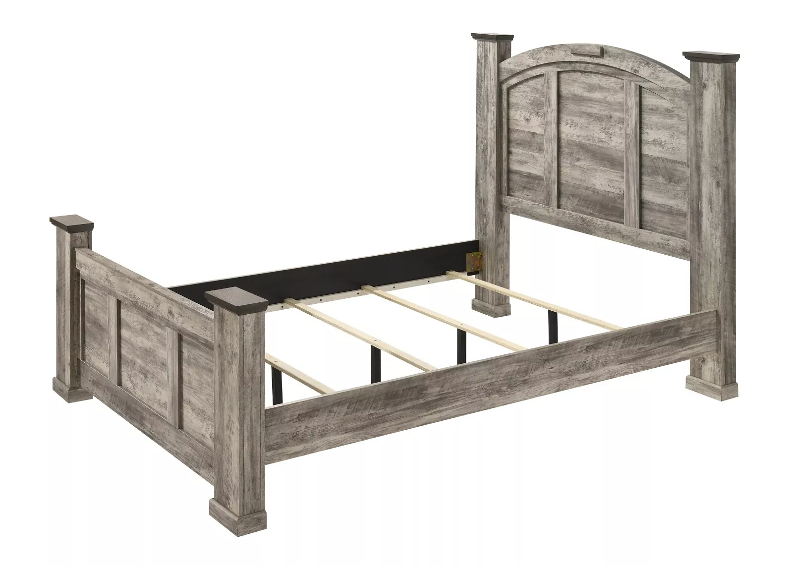 Rustic Gray Poster King Size 3pc Bed Set Storage Chest Nightstand Furniture - Image 8