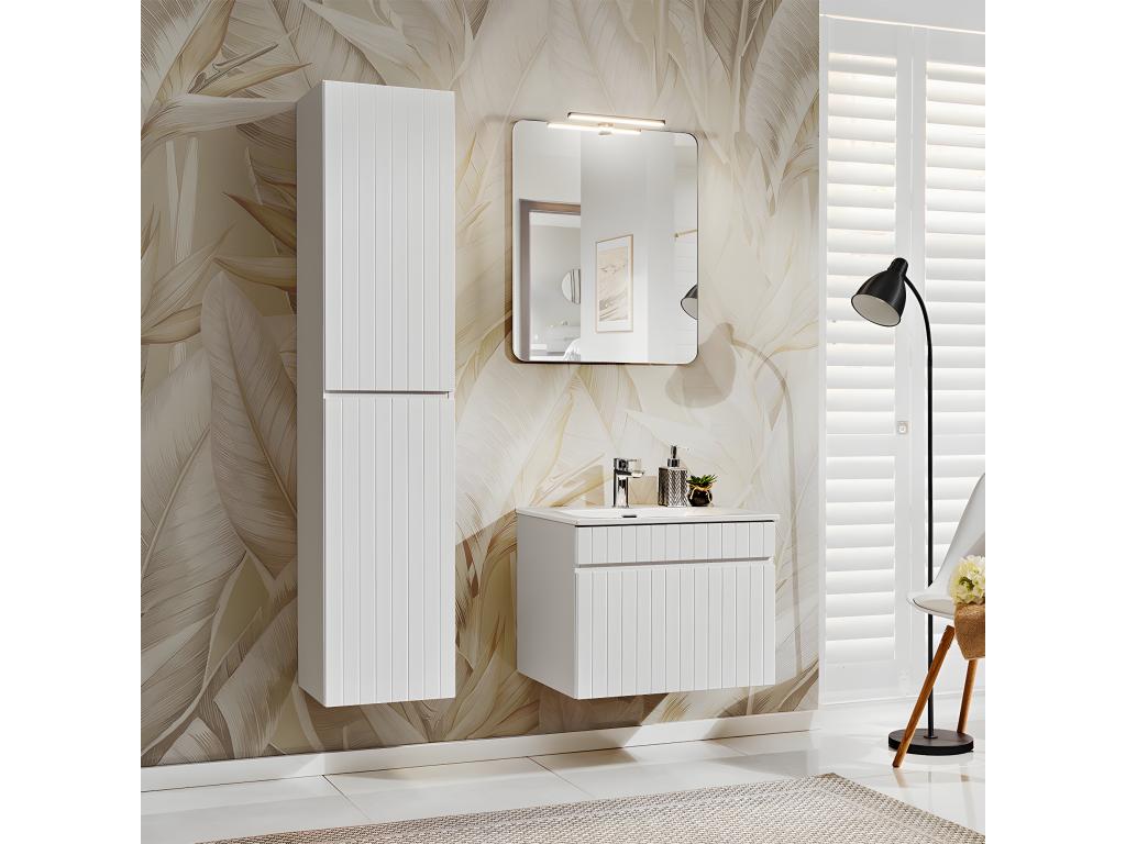 Conjunto mueble lavabo individual encastrado 60cm y columna Joliven