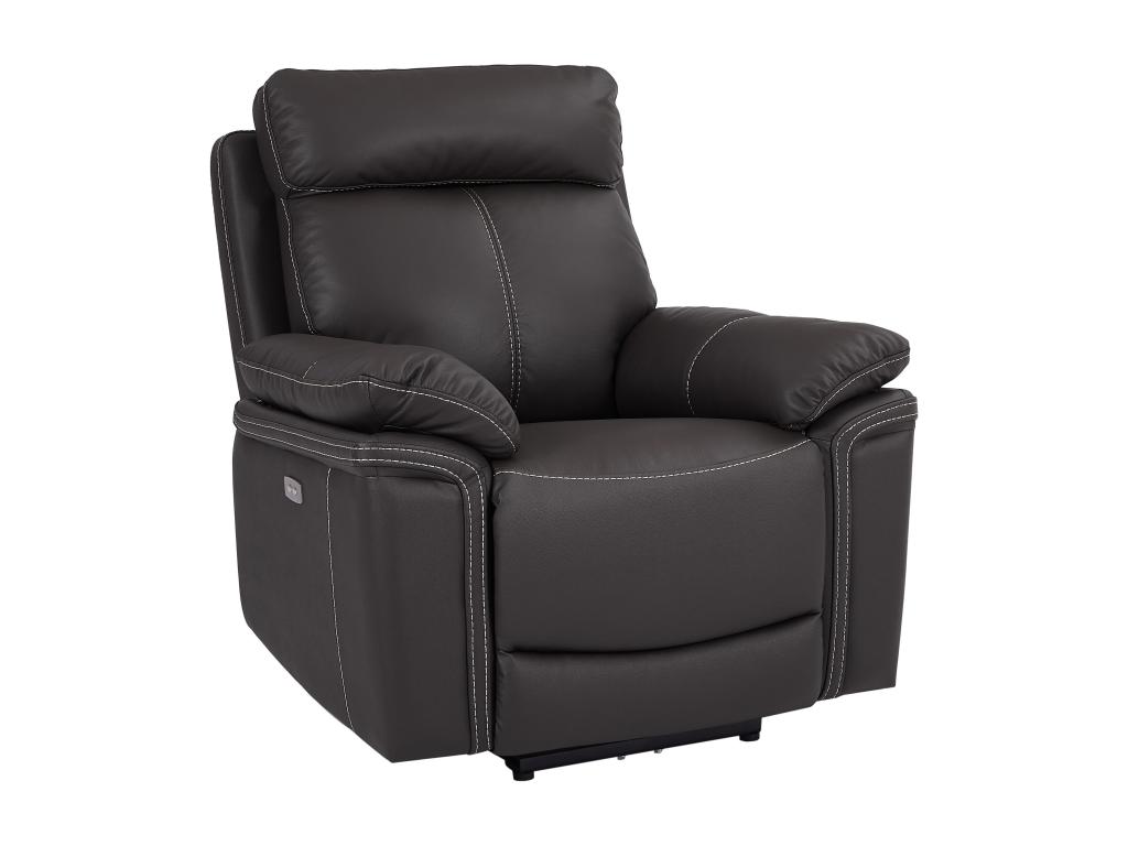 Sillón relax eléctrico de piel de becerro ISIRIS - Marrón