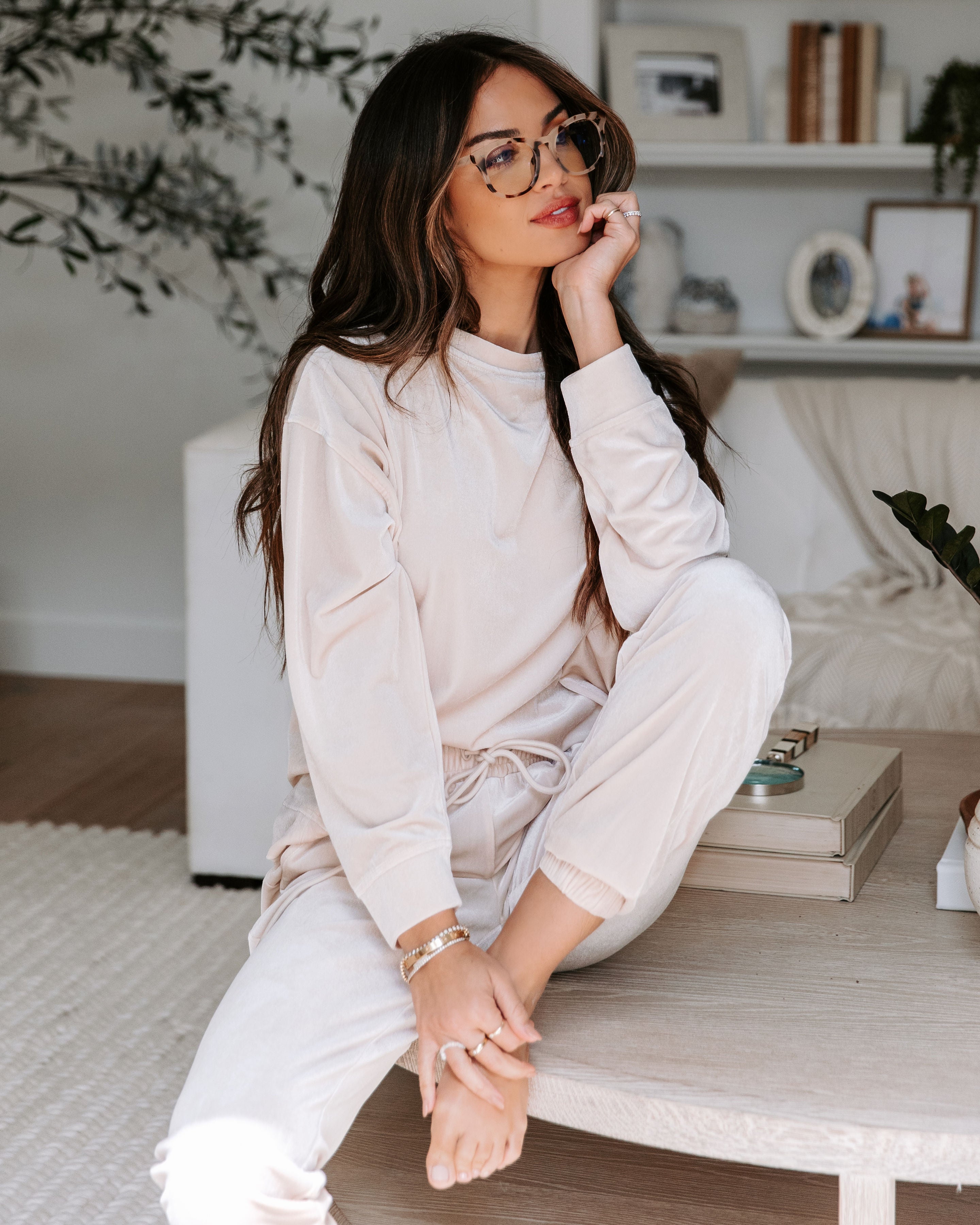 Switch Off Velvet Pullover Sweater - Cream - Se7enfashion