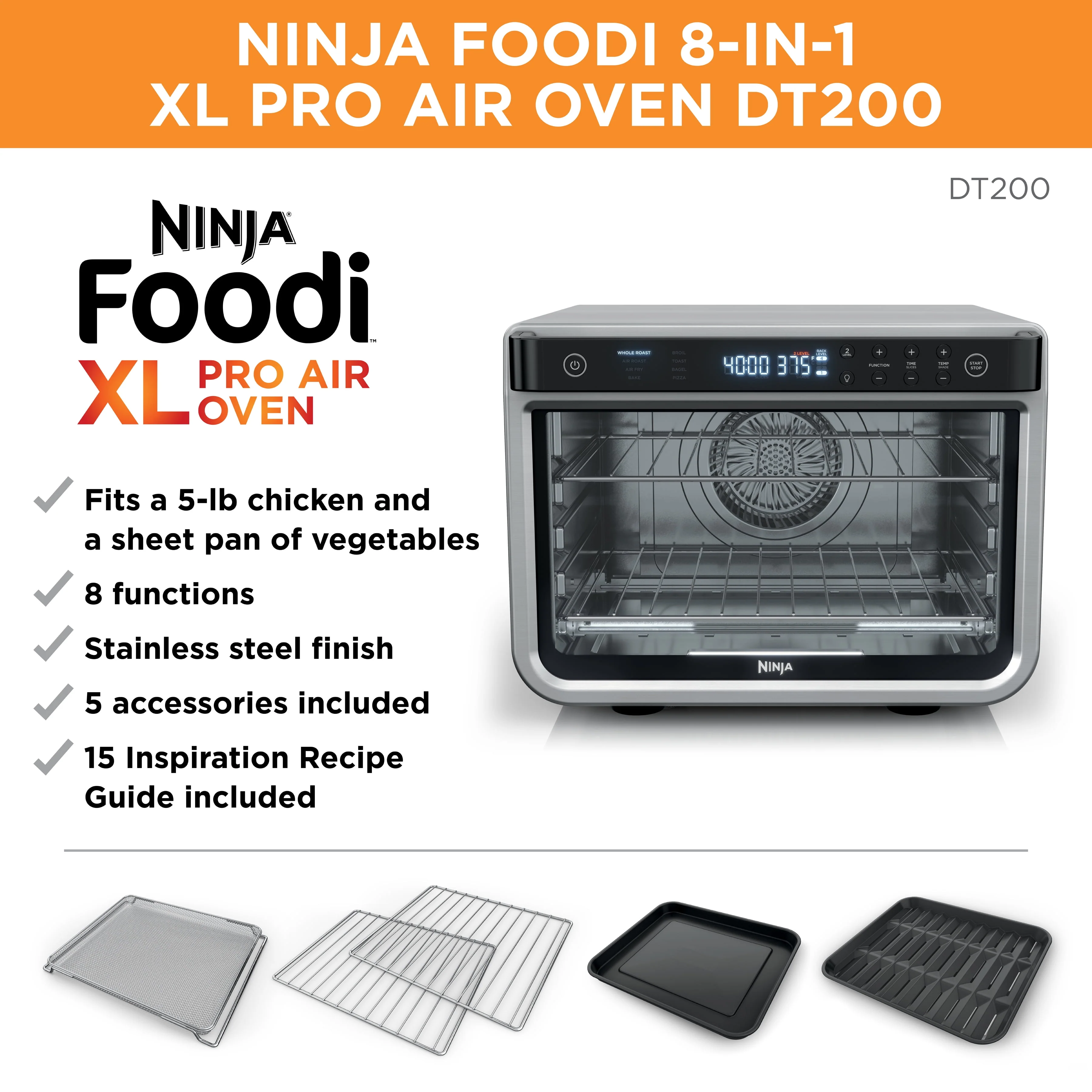 Ninja® Foodi™ 8-in-1 XL Pro Air Fry Oven, Large Countertop Convection Oven, DT200 - Image 10