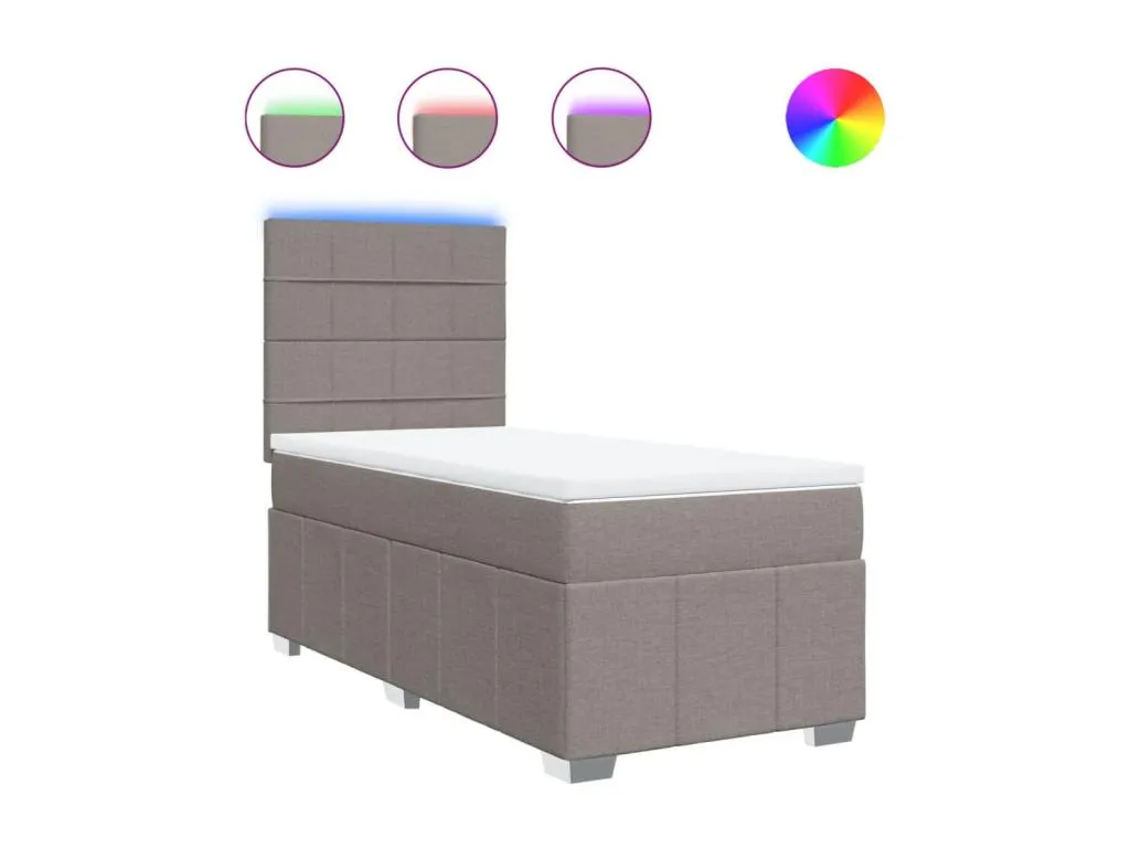 Cama box spring con colchón tela gris taupe 100x200 cm hsm3520299