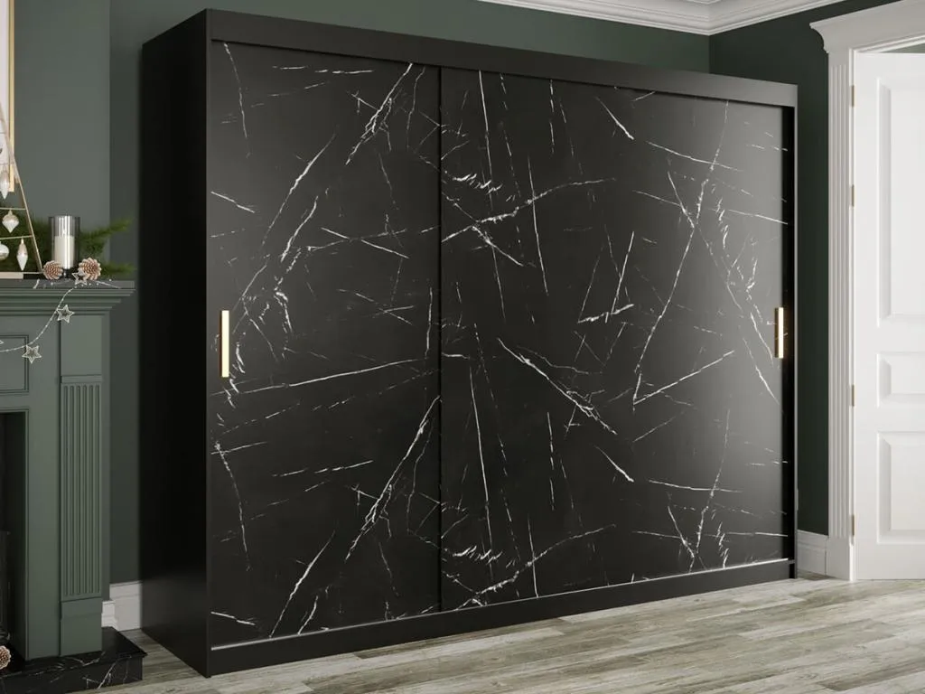Armario Patriciabaezcasa 251 Negro mate | Mármol negro 200x250x62cm Número de estantes - 7.00