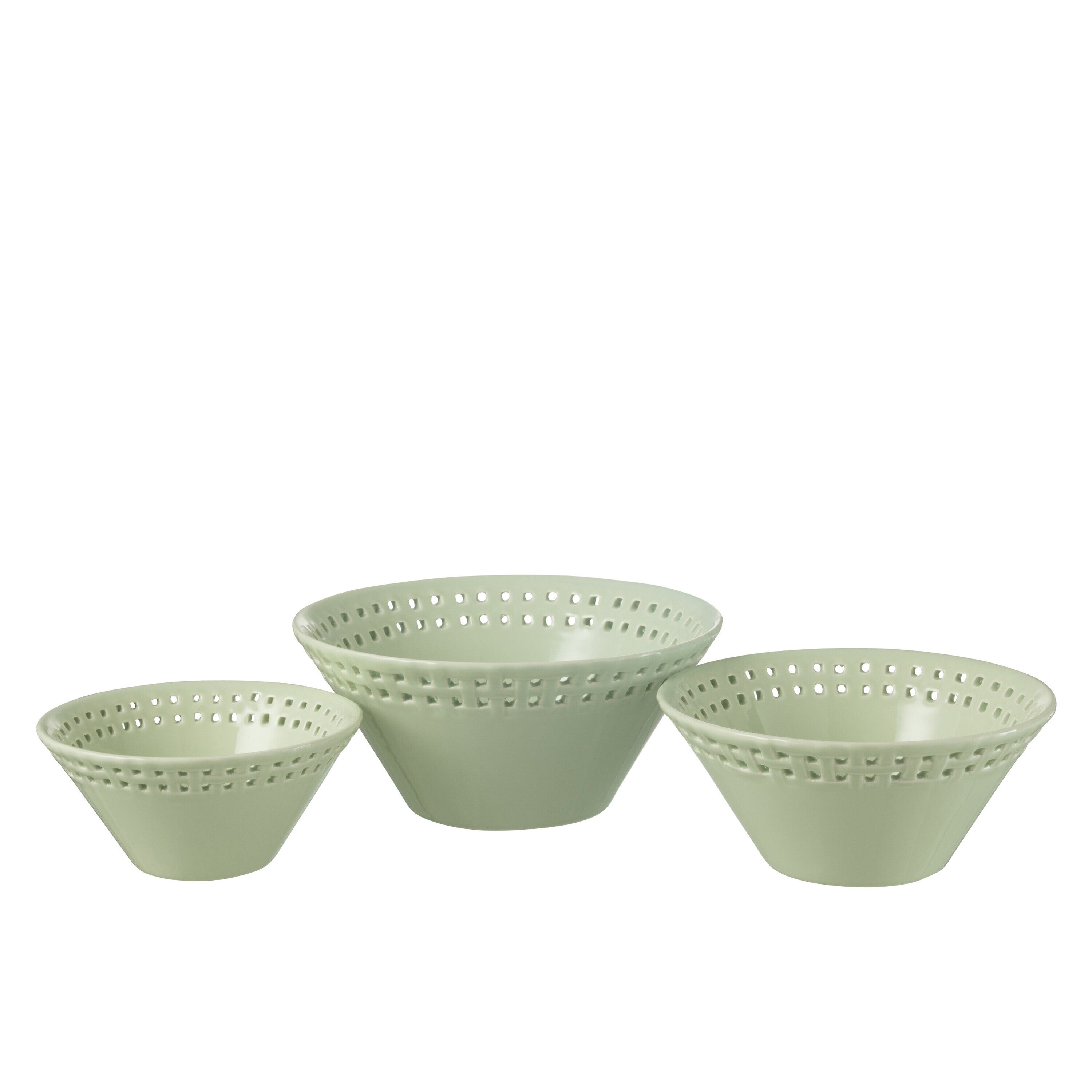 J-Line kom - keramiek - groen - small medium large - 3 stuks