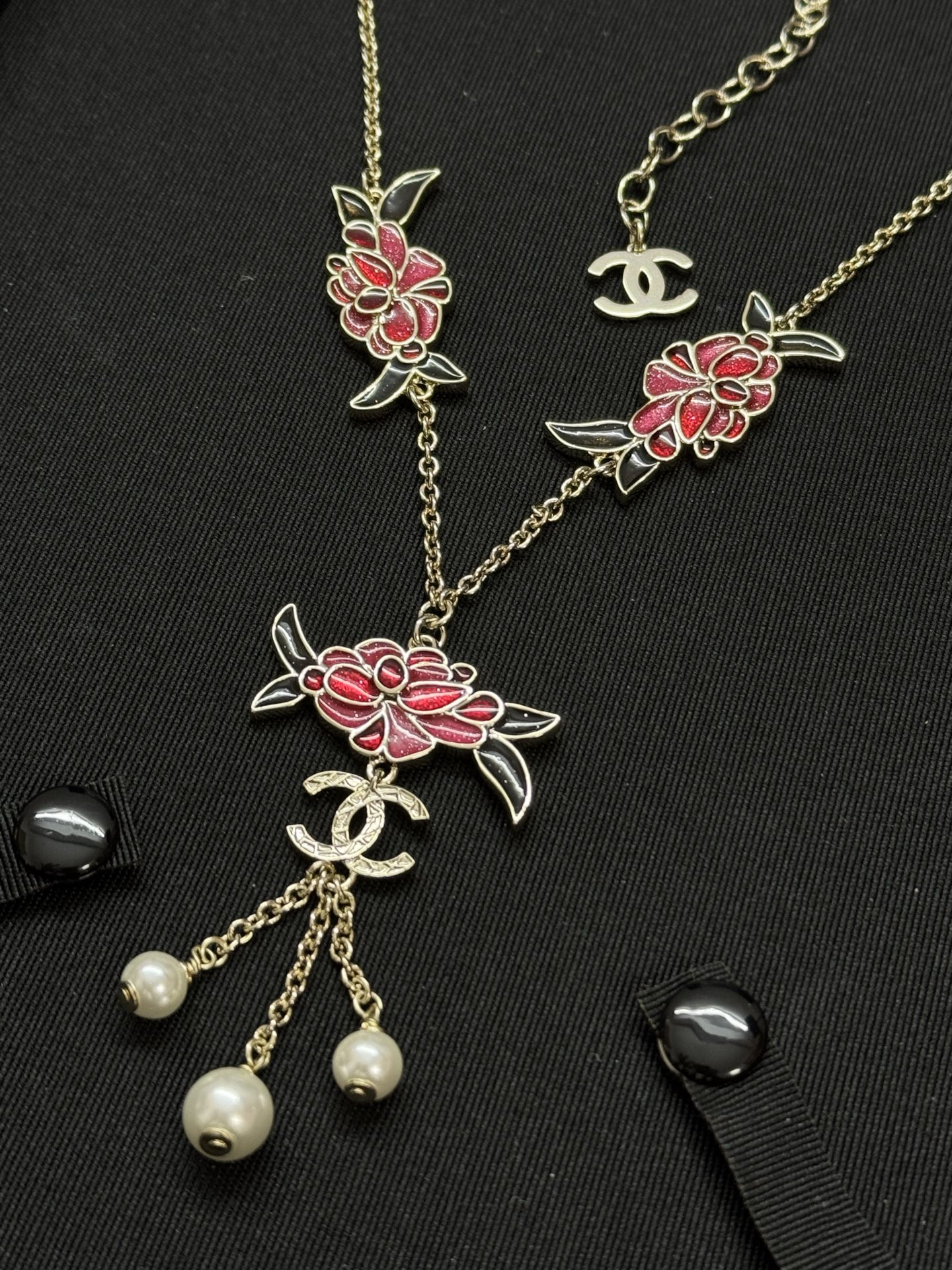 Chanel Flower Pearl Tassel Sweater Chain Necklace - Original Replica Club