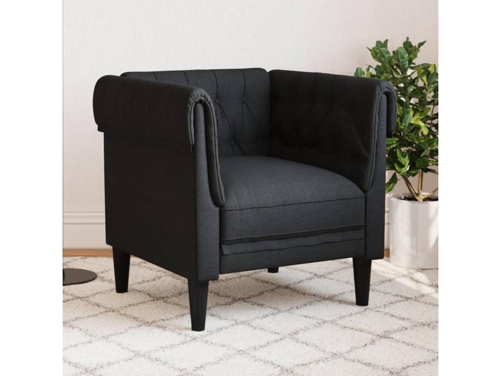 Sillón Chesterfield de tela negro